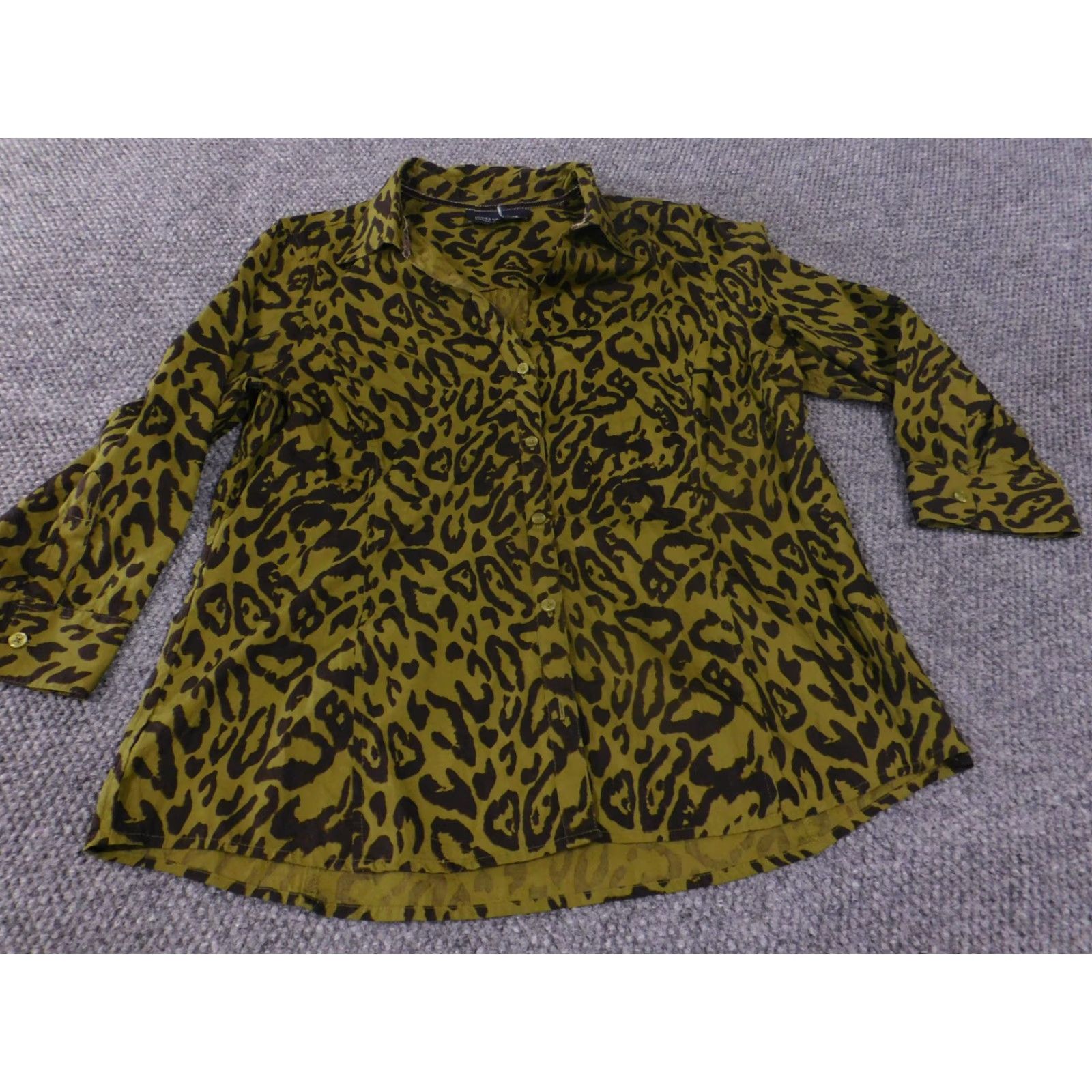 Jones New York VINTAGE Jones New York Shirt Womens XL Green Black Animal Print Button Down Long Sleeve Size XL / US 12-14 / IT 48-50 - 3 Thumbnail