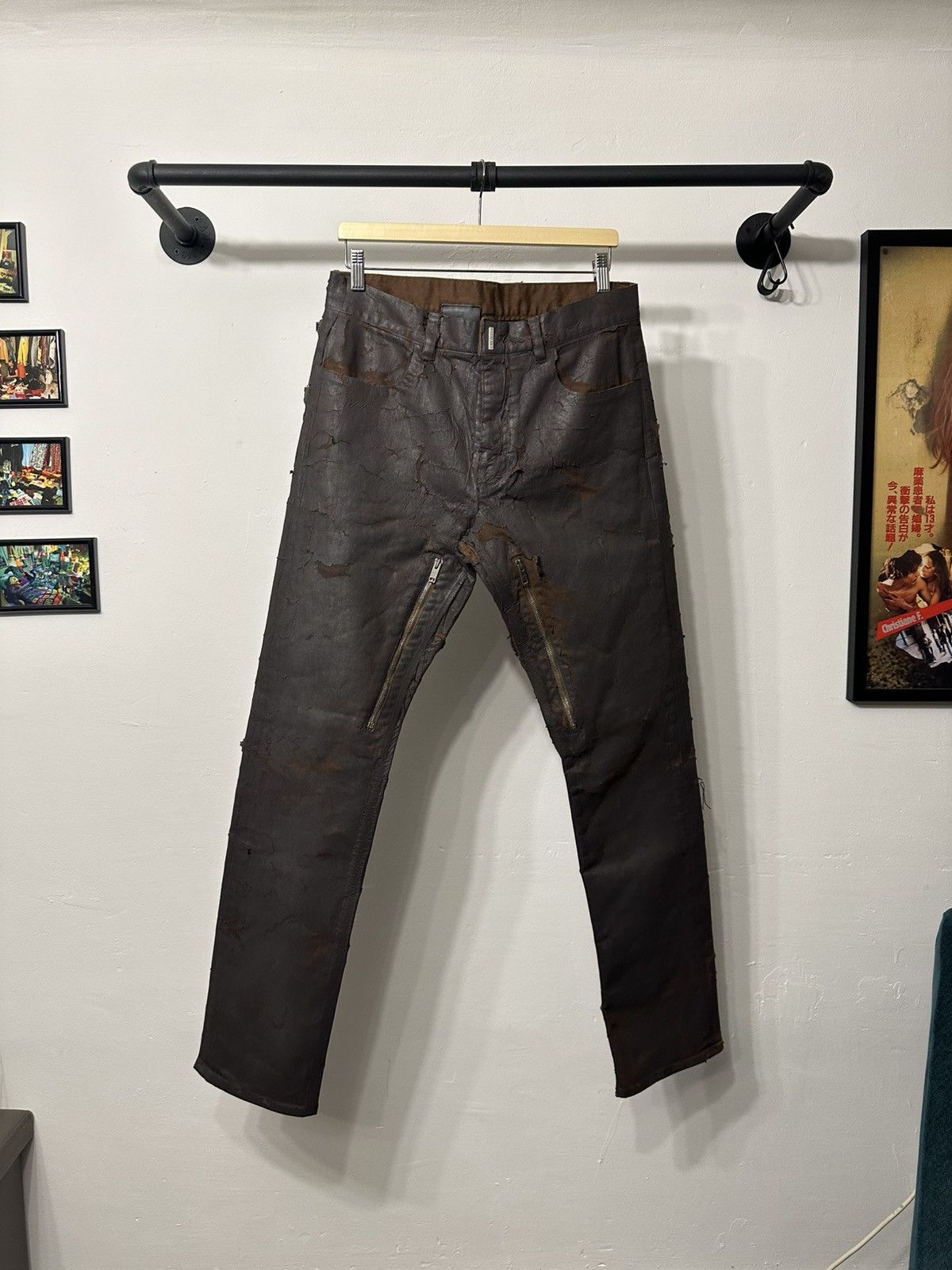 Givenchy Givenchy Crackled Zip Jeans Size US 31 - 1 Thumbnail