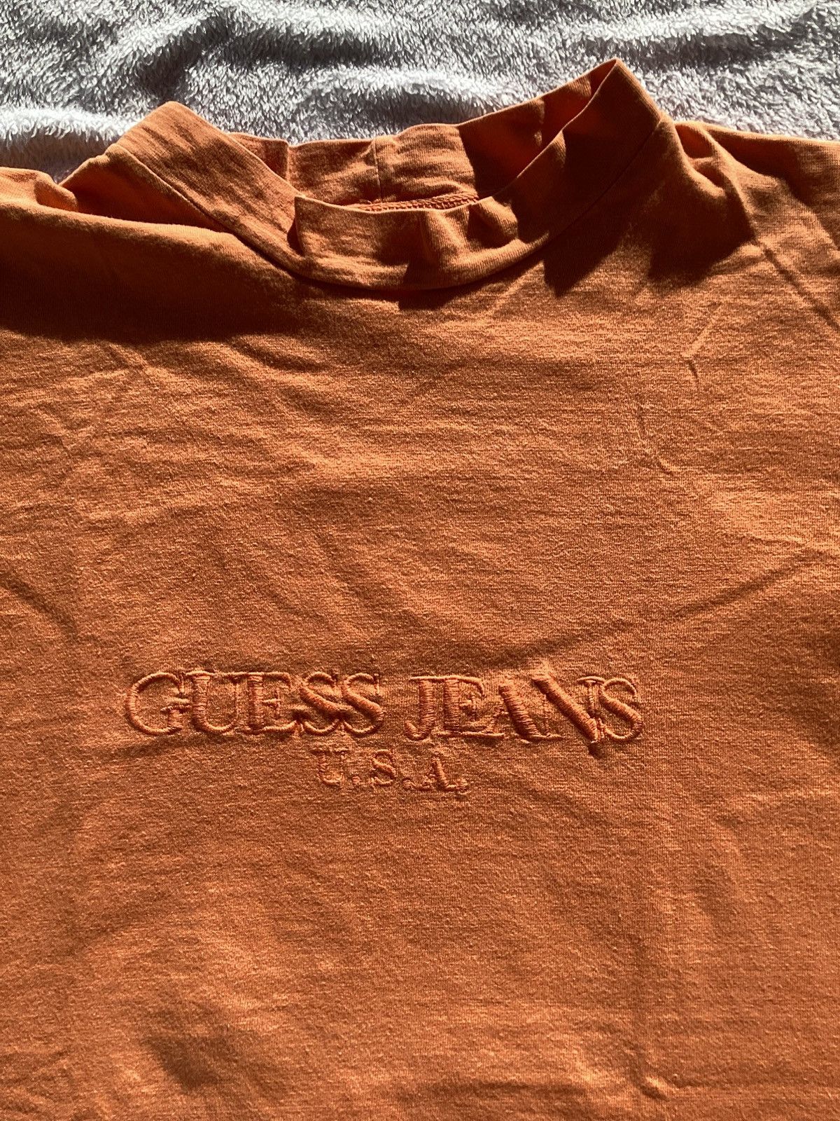 Guess × Vintage Vtg 90s guess Georges Marciano orange Tonel logo oversize Te Size US L / EU 52-54 / 3 - 3 Thumbnail