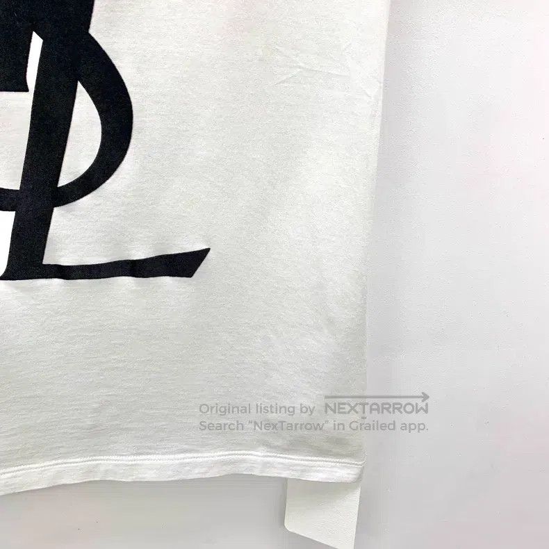 Saint Laurent Paris Saint Laurent Paris White Logo Printed Cotton Crew Neck Sh Size US XS / EU 42 / 0 - 4 Thumbnail