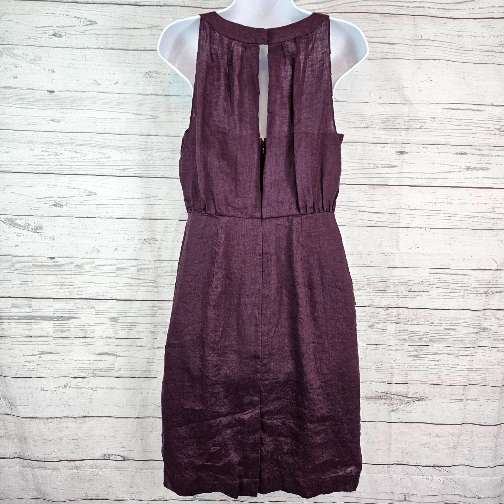 Loft LOFT Ann Taylor Womens Dress Solid Purple Linen Sleeveless Size 8 Knee Length Casual Summer Pencil Dress Womens Size M / US 6-8 / IT 42-44 - 3 Thumbnail