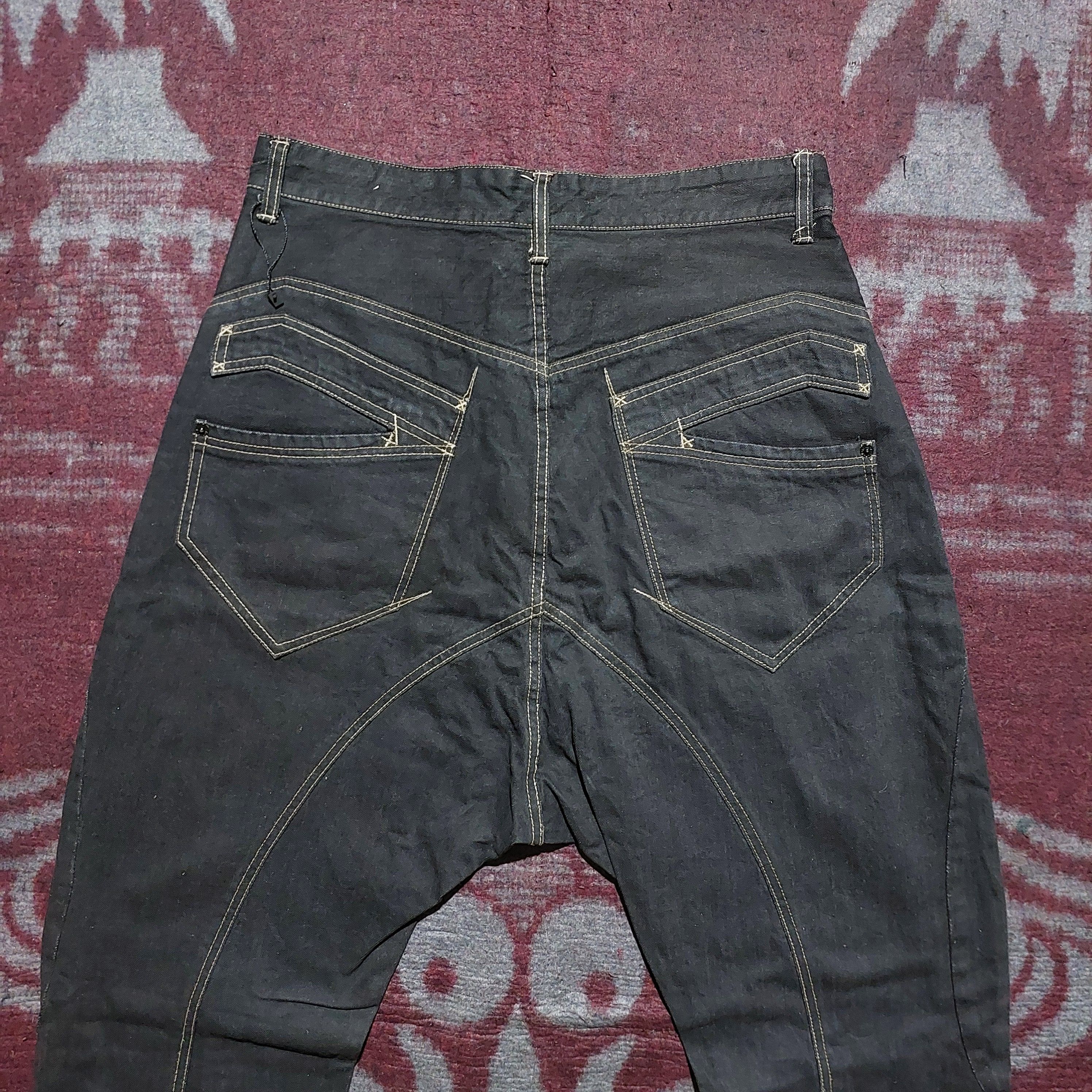 PPFM PPFM japan black skinny dropcrotch denim pants Size US 33 - 2 Thumbnail