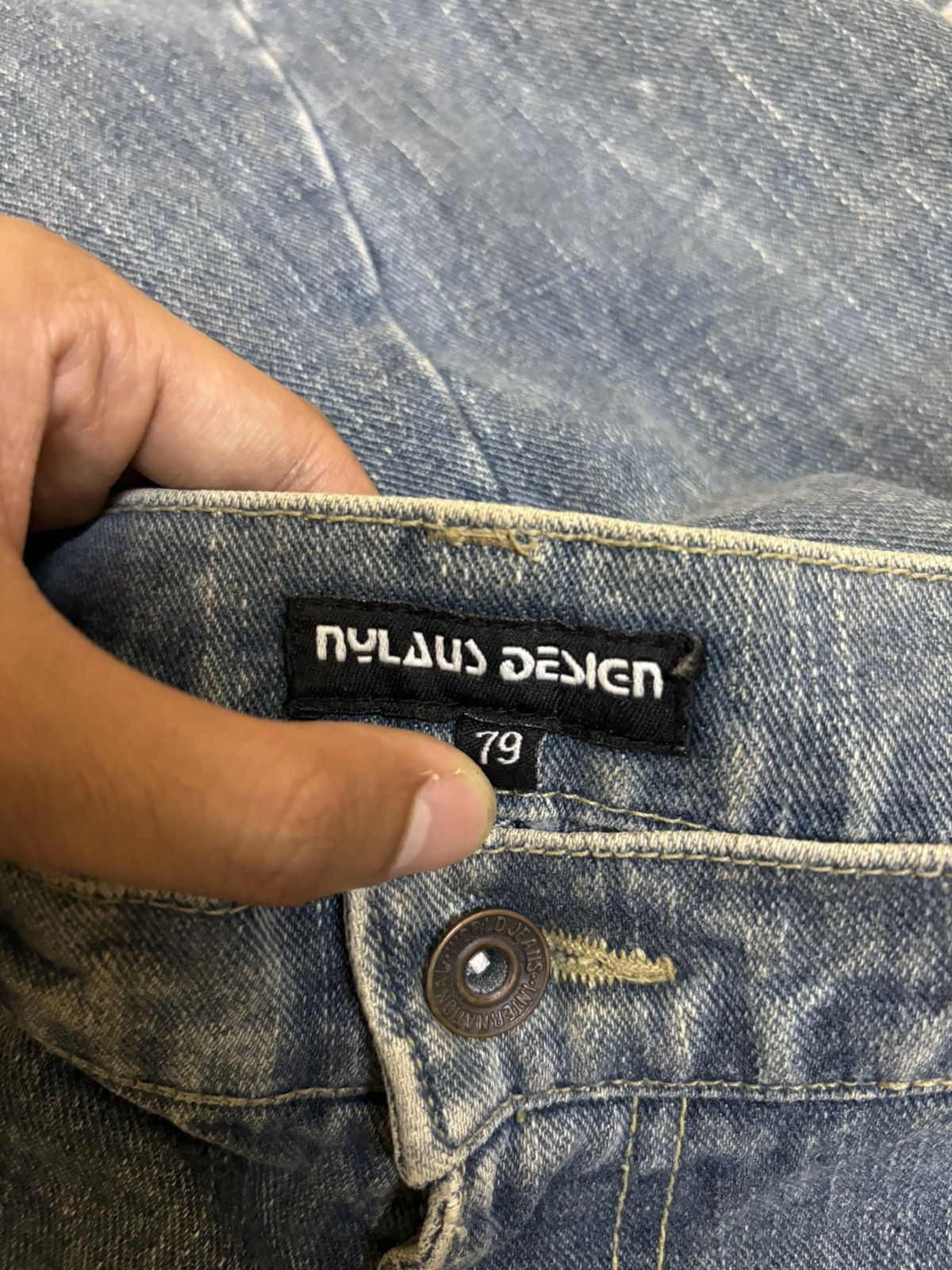 If Six Was Nine Vintage Nylaus Design Flare Jeans Parachute Denim Style Size US 30 / EU 46 - 15 Thumbnail