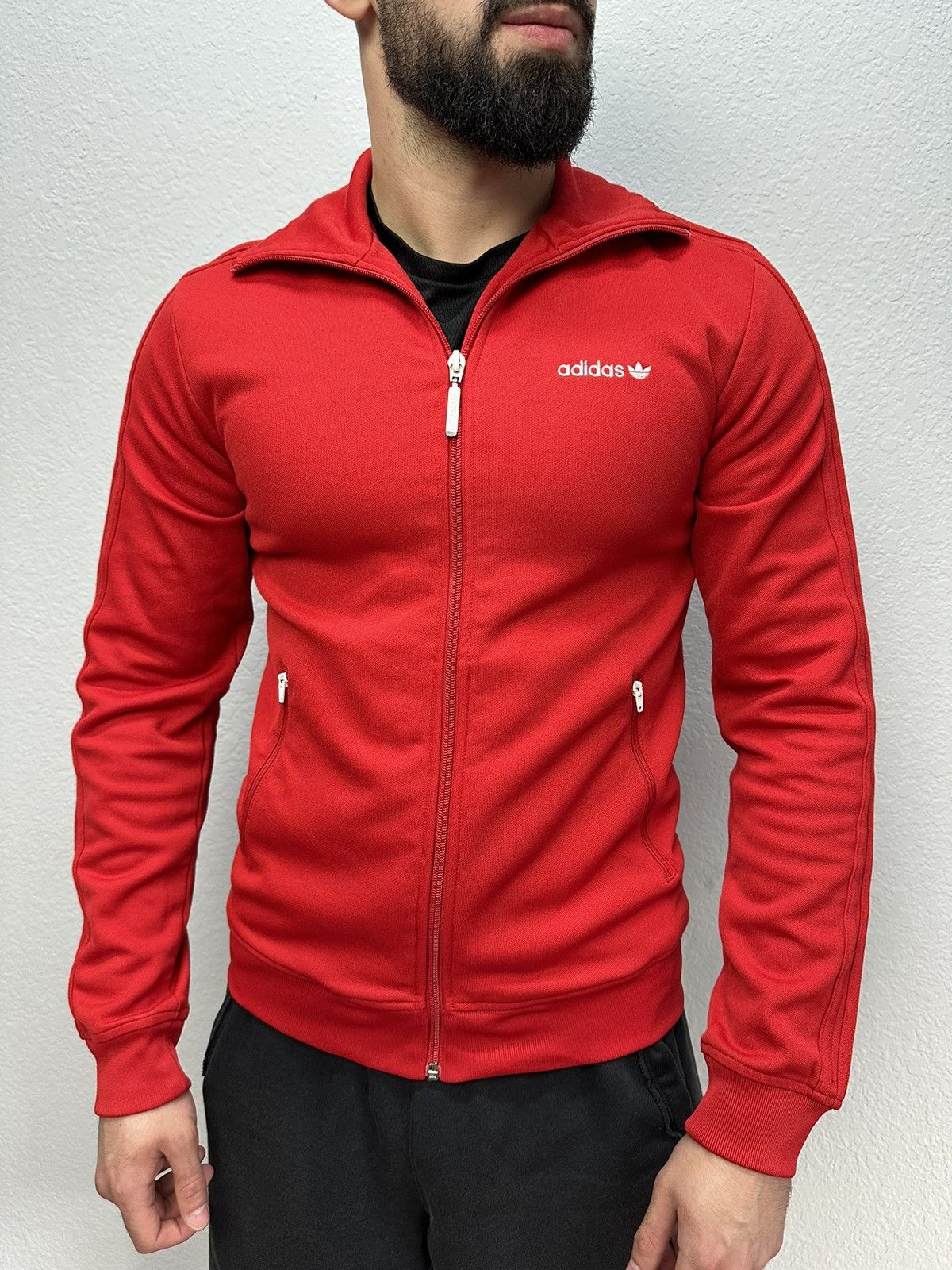 Adidas × Vintage Vintage Adidas Blokecore Track Jacket Red Big Logo Y2K Size US S / EU 44-46 / 1 - 1 Thumbnail