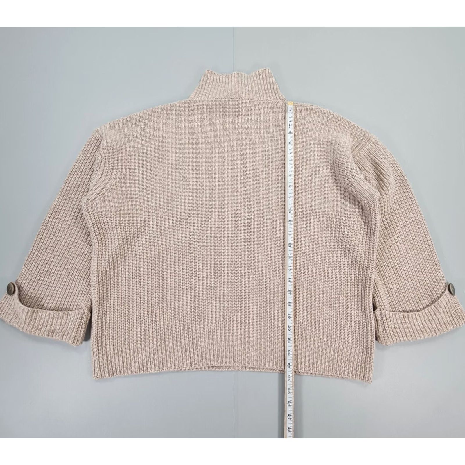 Vintage Cashmere Silk Company Jumper Women Small Beige Mock Neck Knit Pullover Size S / US 4 / IT 40 - 6 Thumbnail