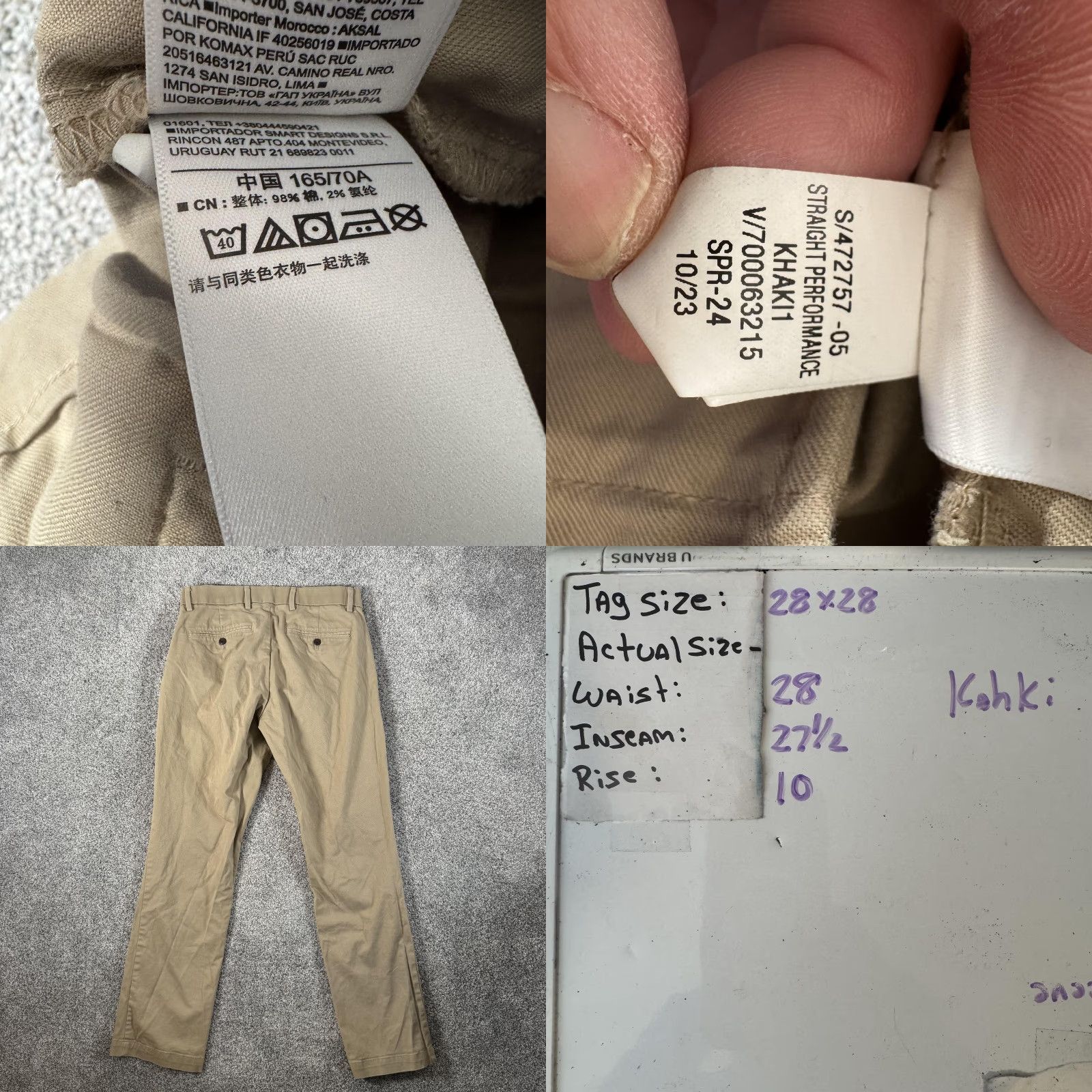 Gap Gap Pants Khaki 28x27.5 Straight Performance Chino Flat Front Regular Mens 28 Inseam 28in Cotton Spandex Stretch Flat Front Pockets Beige Beige Size US 28 / EU 44 - 10 Thumbnail