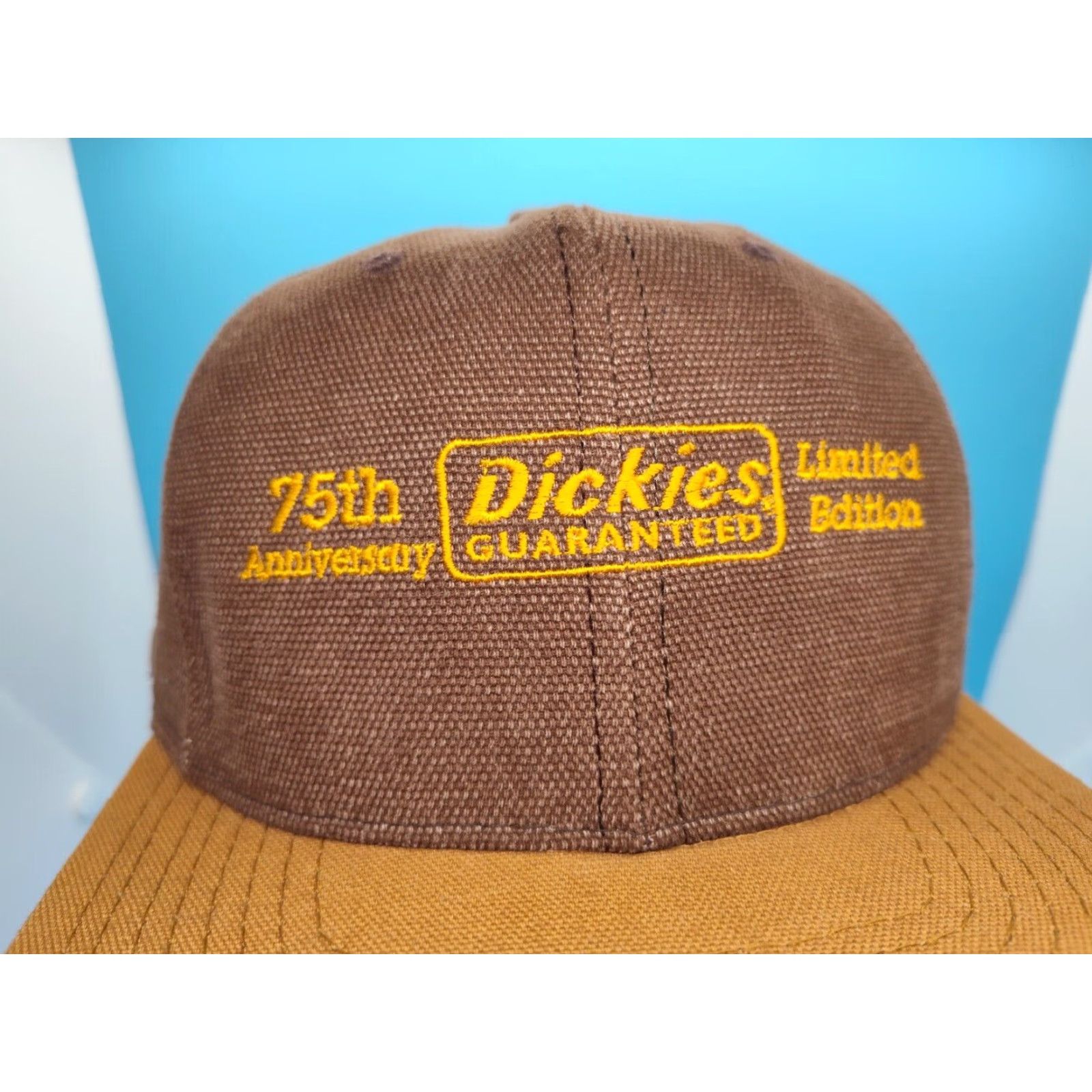 Dickies VINTAGE Dickies Men Snapback Hat 75th Anniversary Limited Edition USA Brown Canvas One Size Adjustable Rare Size ONE SIZE - 2 Thumbnail