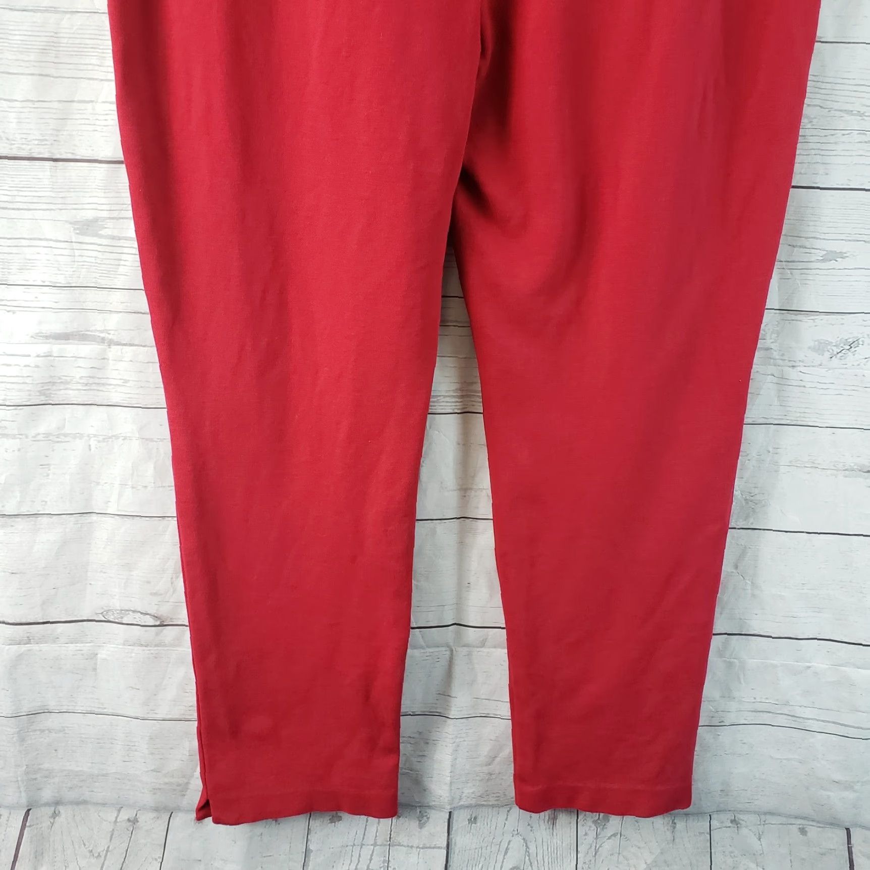Vintage Chico's Womens Cropped Pants Sz 6 Red Mid Rise Rayon Blend Pull On Flat Front Cropped 26 Inseam Size 28" / US 6 / IT 42 - 5 Thumbnail