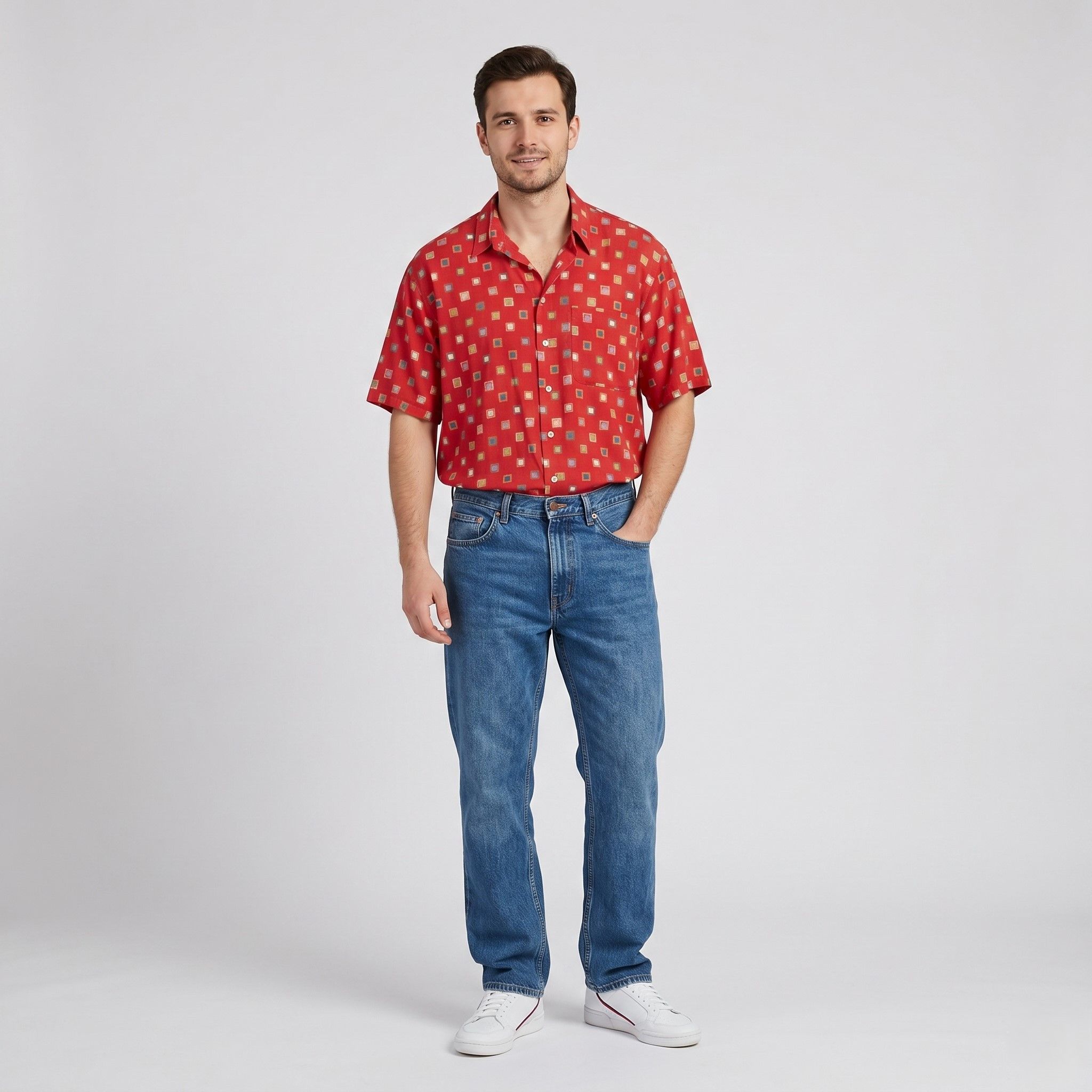 Vintage Jean Jaunbert Men XL (L) Casual Shirt Red Cotton 9571 Size US L / EU 52-54 / 3 - 1 Thumbnail