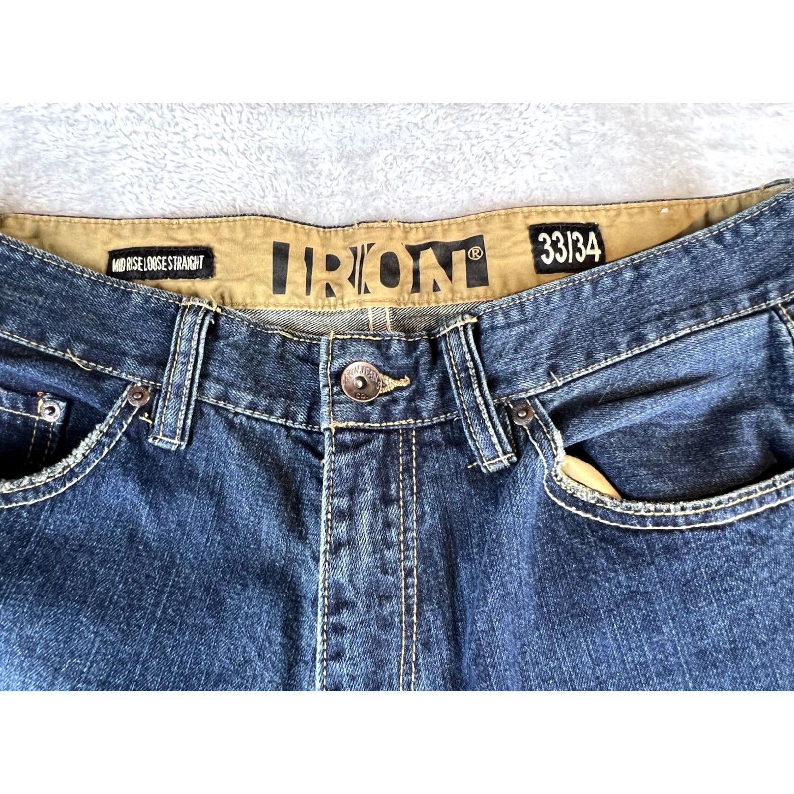 CO Iron Clothing Co Jeans Mens 33x34 Blue Mid Rise Straight Loose Jeans Mens 33 34 Pockets Comfort Men Blue Straight 90s? Size US 33 - 6 Thumbnail