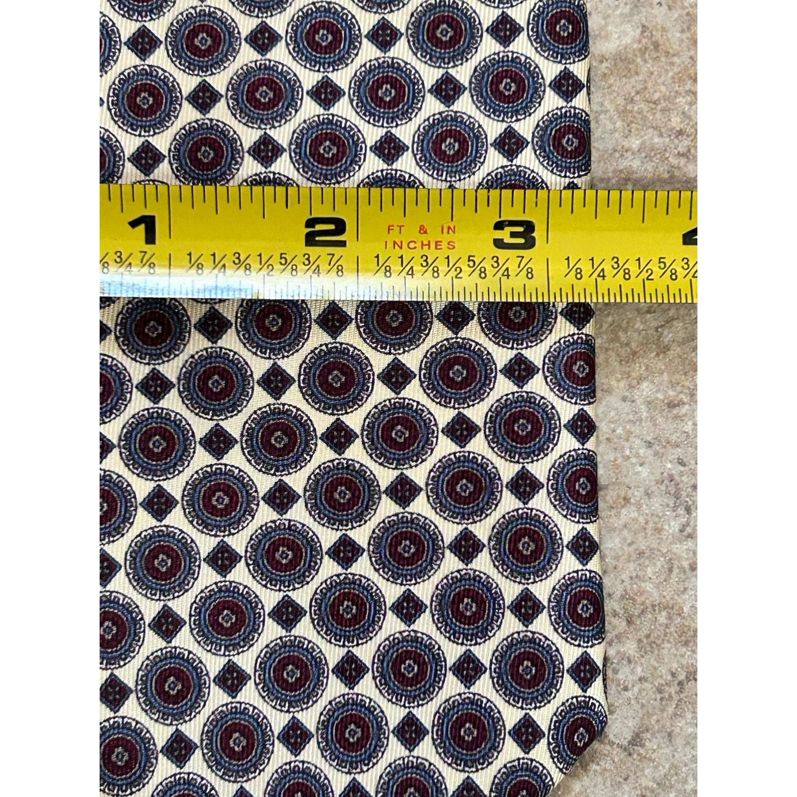 Oscar De La Renta oscar de la renta Couture Vntg Necktie Cream Burgundy Blue Size ONE SIZE - 4 Thumbnail