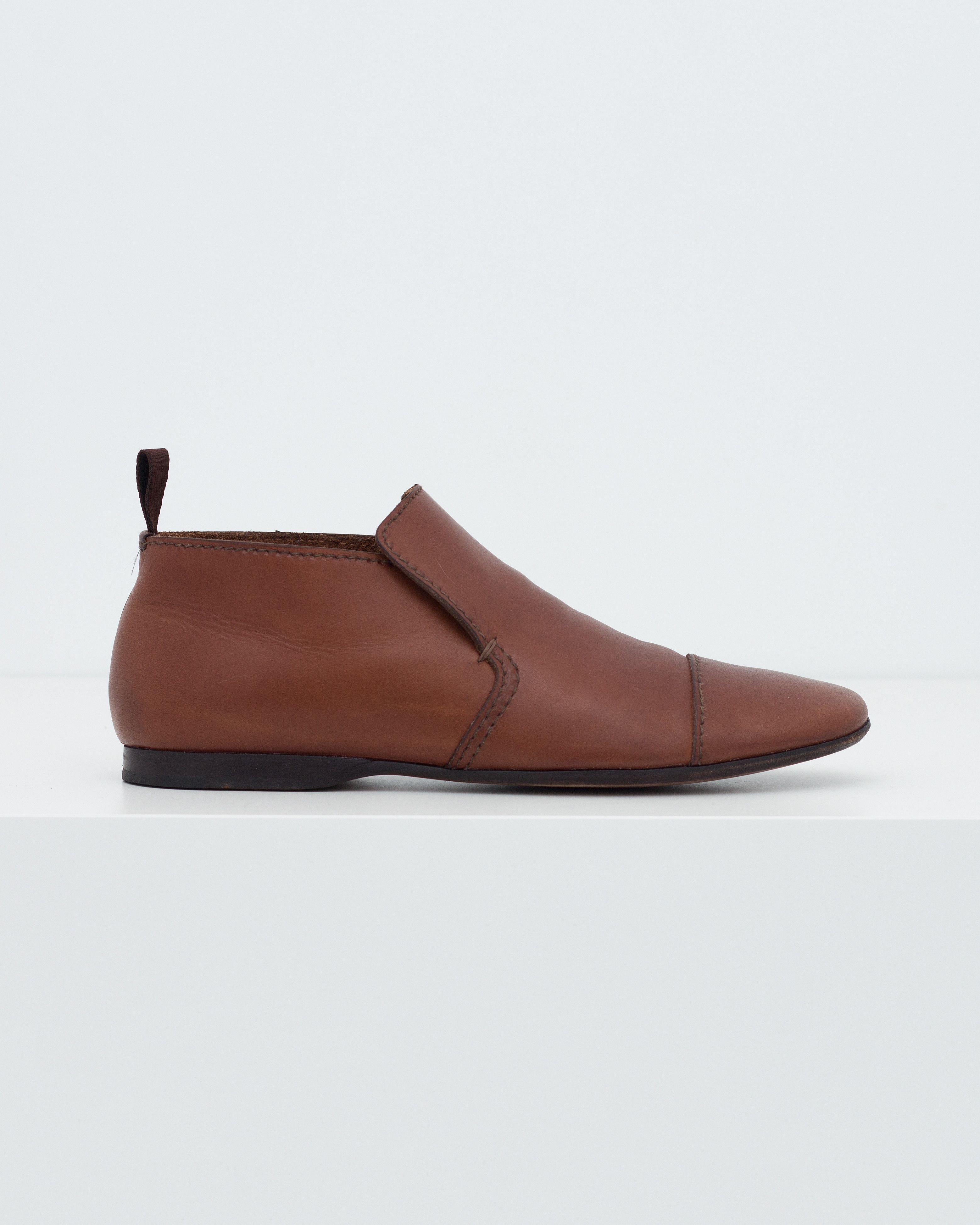 00s PRADA Square Toe Leather Shoes