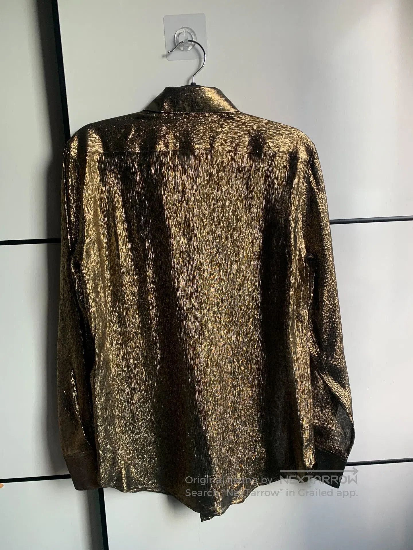 Saint Laurent Paris Saint Laurent Gold Denim Ruffle Shirt. Size S / US 4 / IT 40 - 9 Thumbnail