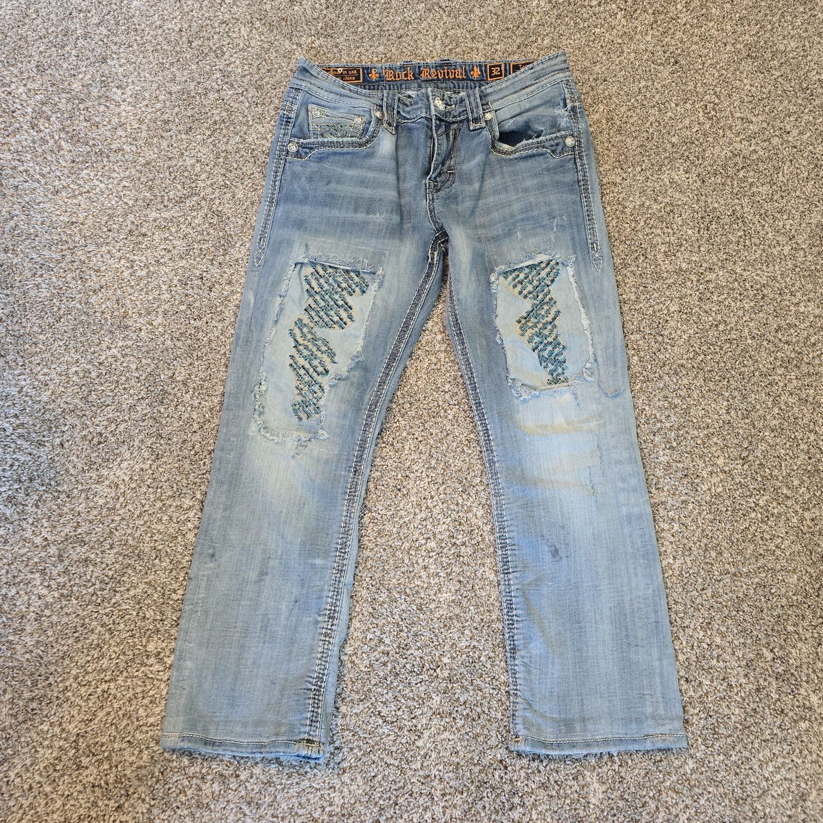 Rock Revival Rock Revival Men's Blue Denim Tom Straight Jeans - Size 32 Size US 32 / EU 48 - 1 Thumbnail