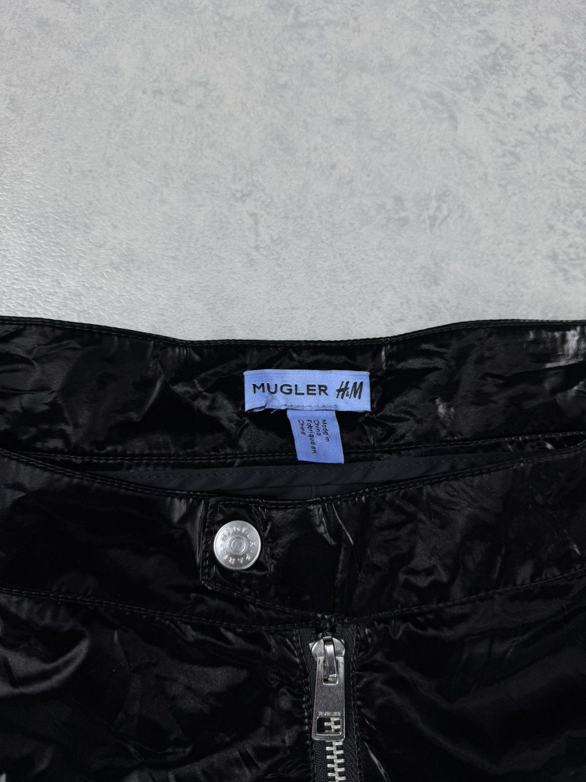 H&M × Mugler Mugler x H&M Black Coated Biker Pants Zip Detail Size 46R Size US 38 / EU 54 - 7 Thumbnail