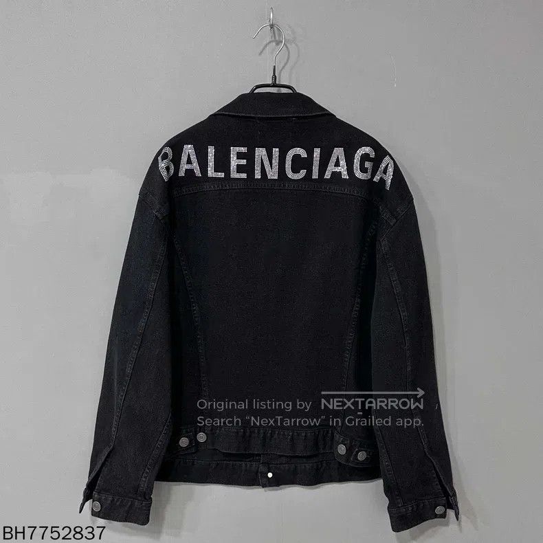Balenciaga Balenciaga Back Rhinestone Logo Denim Jacket Size XS / US 0-2 / IT 36-38 - 3 Thumbnail