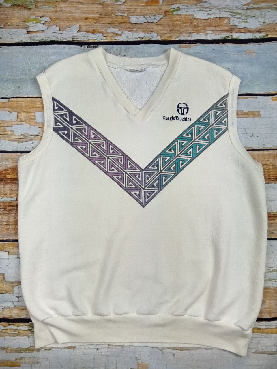 Sergio Tacchini Vintage 90s Sergio Tacchini Sweater Vest Size XL Size US XL / EU 56 / 4 - 1 Thumbnail
