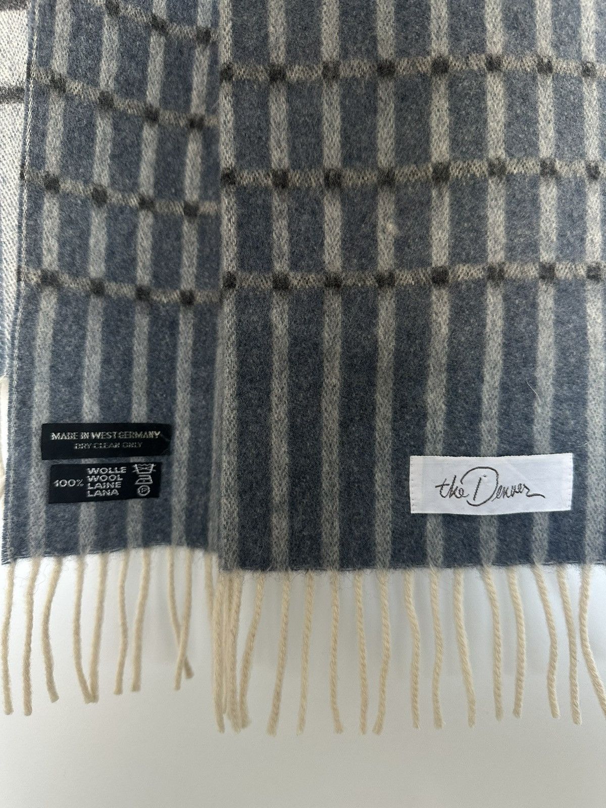 Other Vintage 100% Wool Scarf Made in West Germany Gray Stripe Size ONE SIZE - 2 Thumbnail