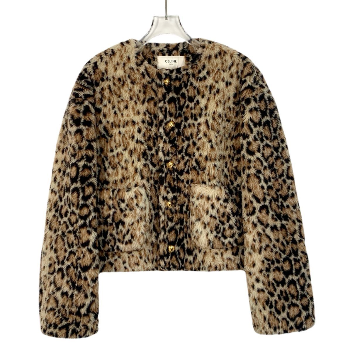 Celine Celine Leopard Print Faux Fur Jacket With Gold Button Closur Size XXS / US 00 / IT 34 - 1 Thumbnail