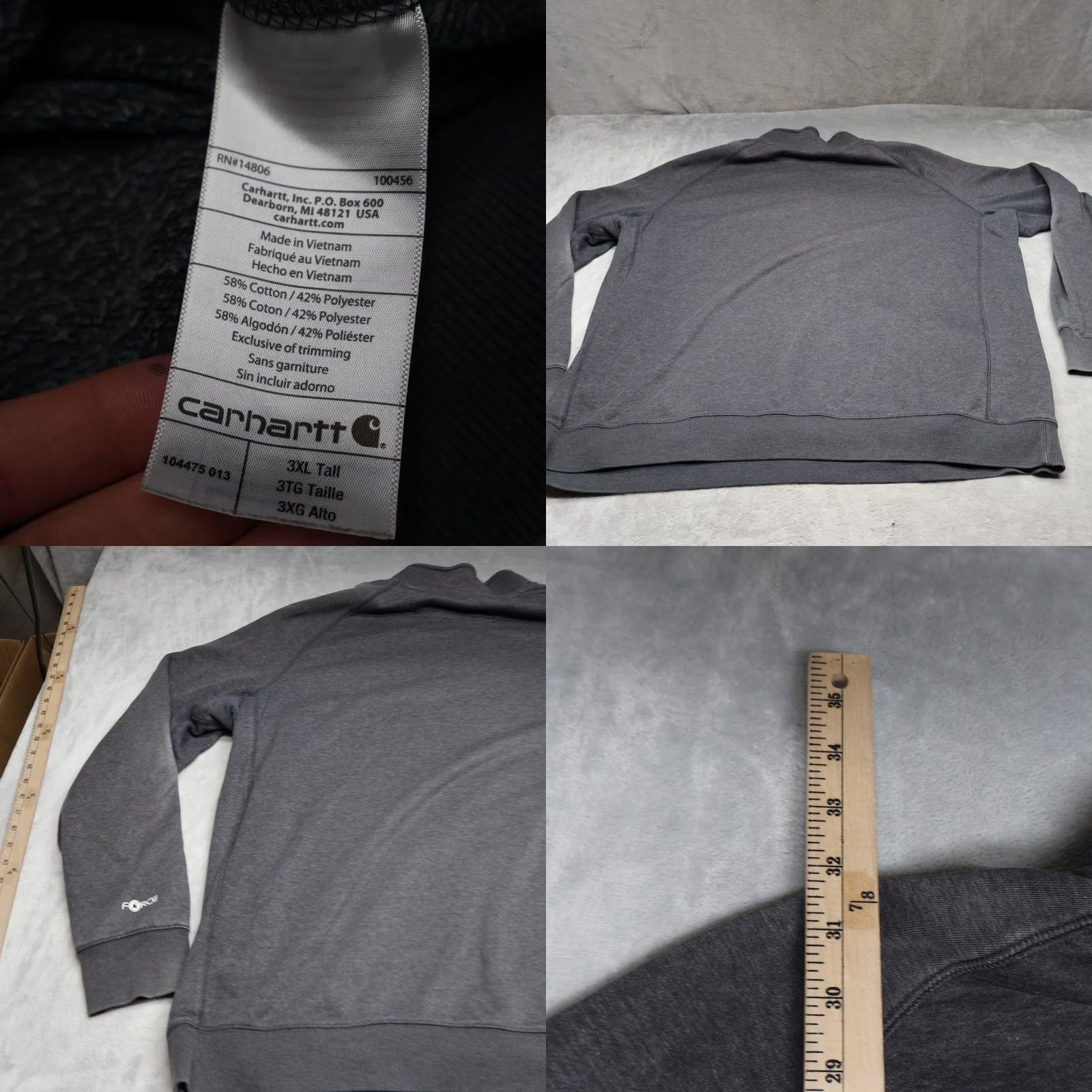 Carhartt Carhartt Force Sweatshirt Mens 3XL Tall Gray Relaxed 1/4 Zip Pullover Midweight Size US XXL / EU 58 / 5 - 8 Thumbnail