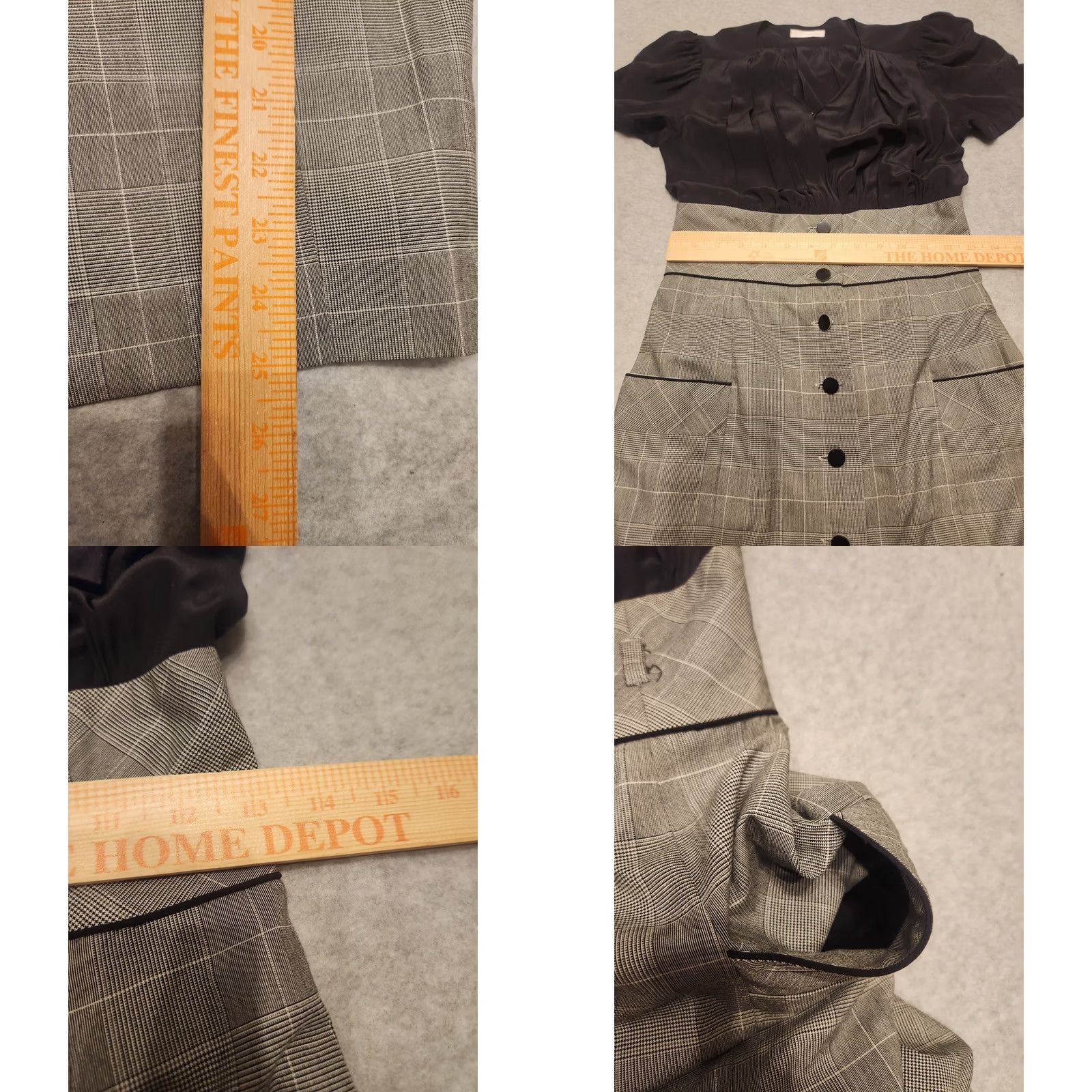 Badgley Mischka Vintage Badgley Mischka Dress Women's XS Midi Silk Top Plaid Skirt Cottagecore Size XS / US 0-2 / IT 36-38 - 9 Thumbnail