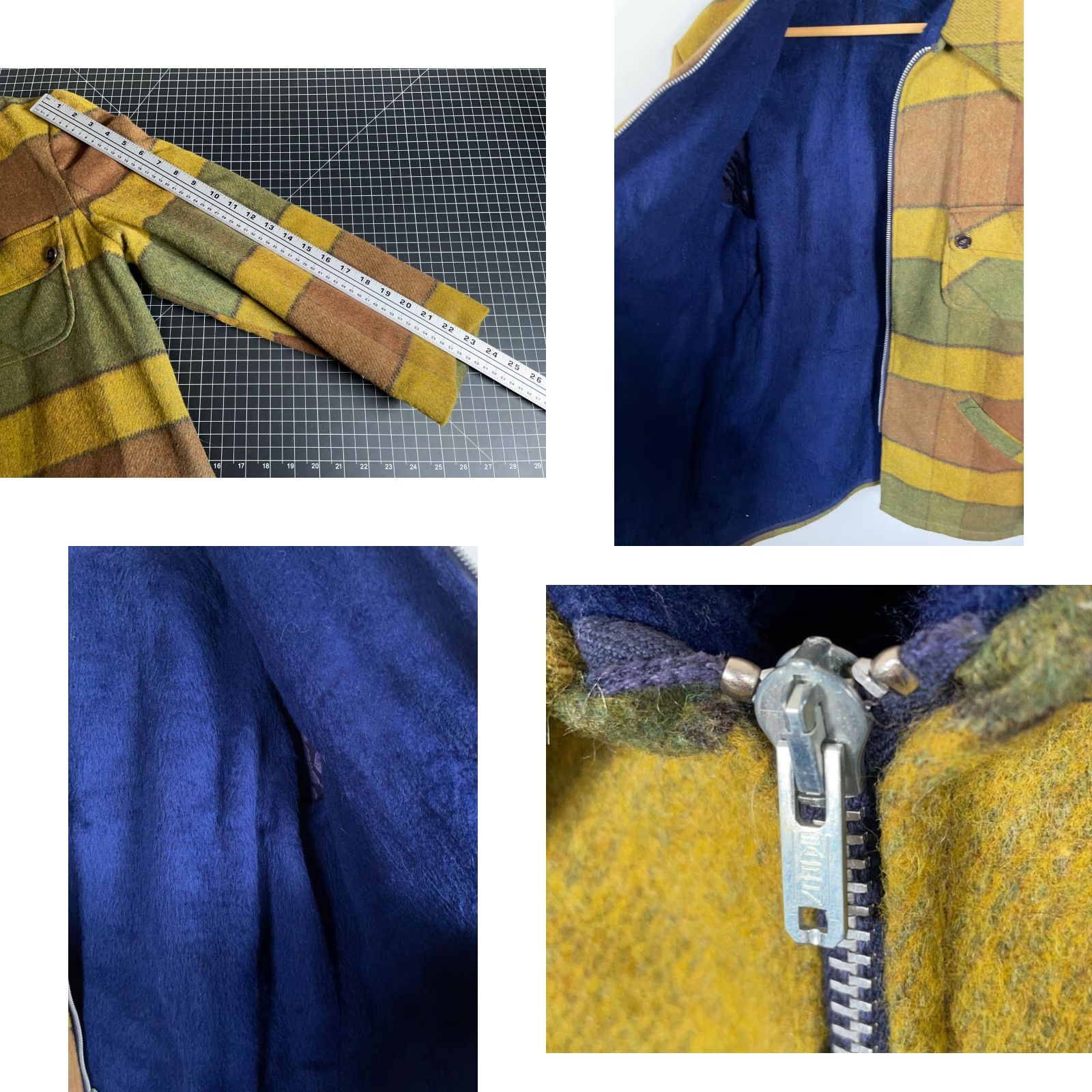 Etro VINTAGE 60s Wool Zip Up Jacket Men’s L Yellow Plaid Shaggy Lining Retro Military Jacket Style Size US L / EU 52-54 / 3 - 8 Thumbnail