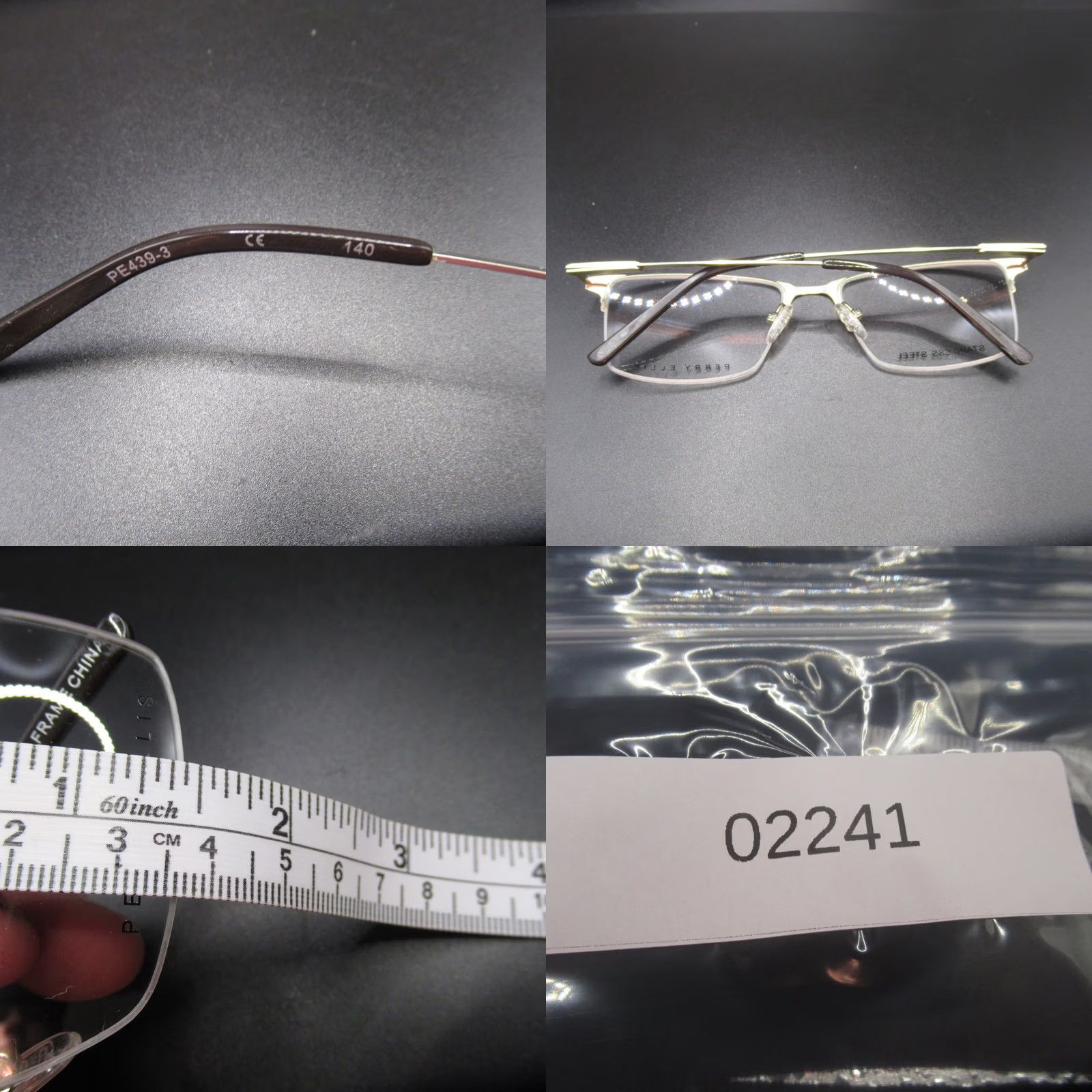 Perry Ellis Perry Ellis Eyeglasses Frames PE439-3 Stainless Steel Gold Tone 54-18-140 Unisex Mens Rectangle Semi-Rimless Business Size ONE SIZE - 8 Thumbnail