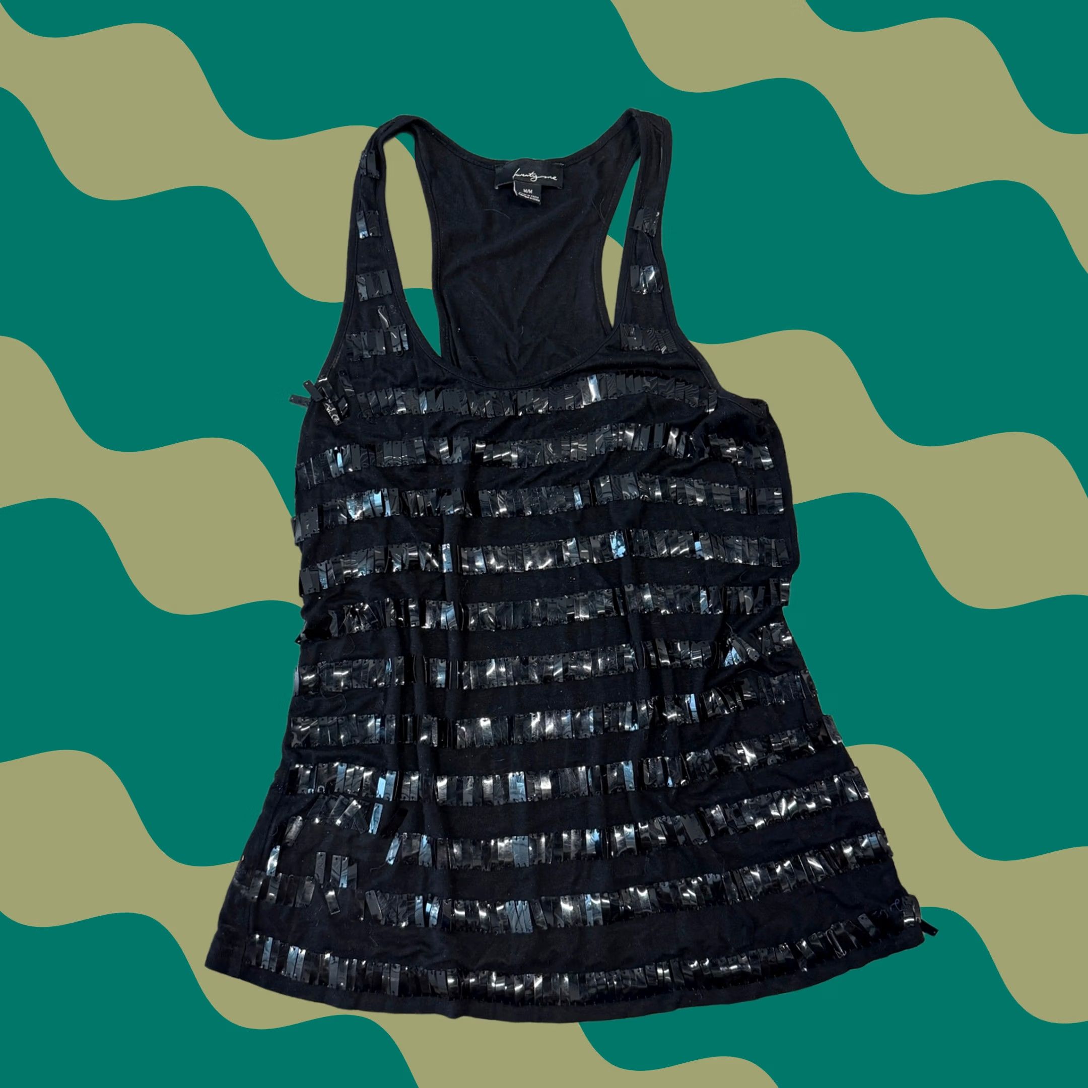 Vintage VINTAGE Y2K Black Embellished Racerback Tank Top M Women Tank Size M / US 6-8 / IT 42-44 - 1 Thumbnail