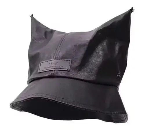Other Y2k punk cat ears pu leather bucket hat aesthetic Size ONE SIZE - 4 Thumbnail