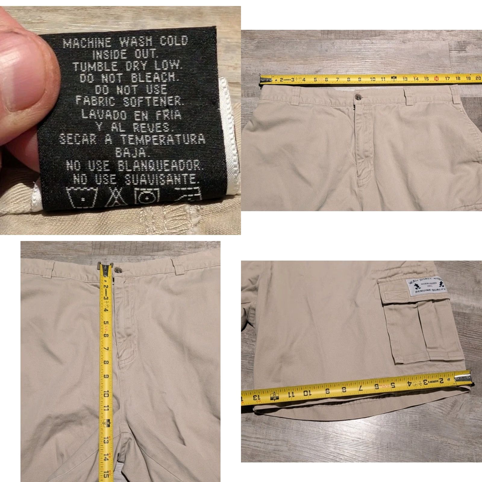 Disney Disney Park Shorts Men's 36 Beige Cotton Cargo Zip Inseam 9" Mickey Mouse Belt Loops Regular Fit Mens Size US 36 / EU 52 - 8 Thumbnail