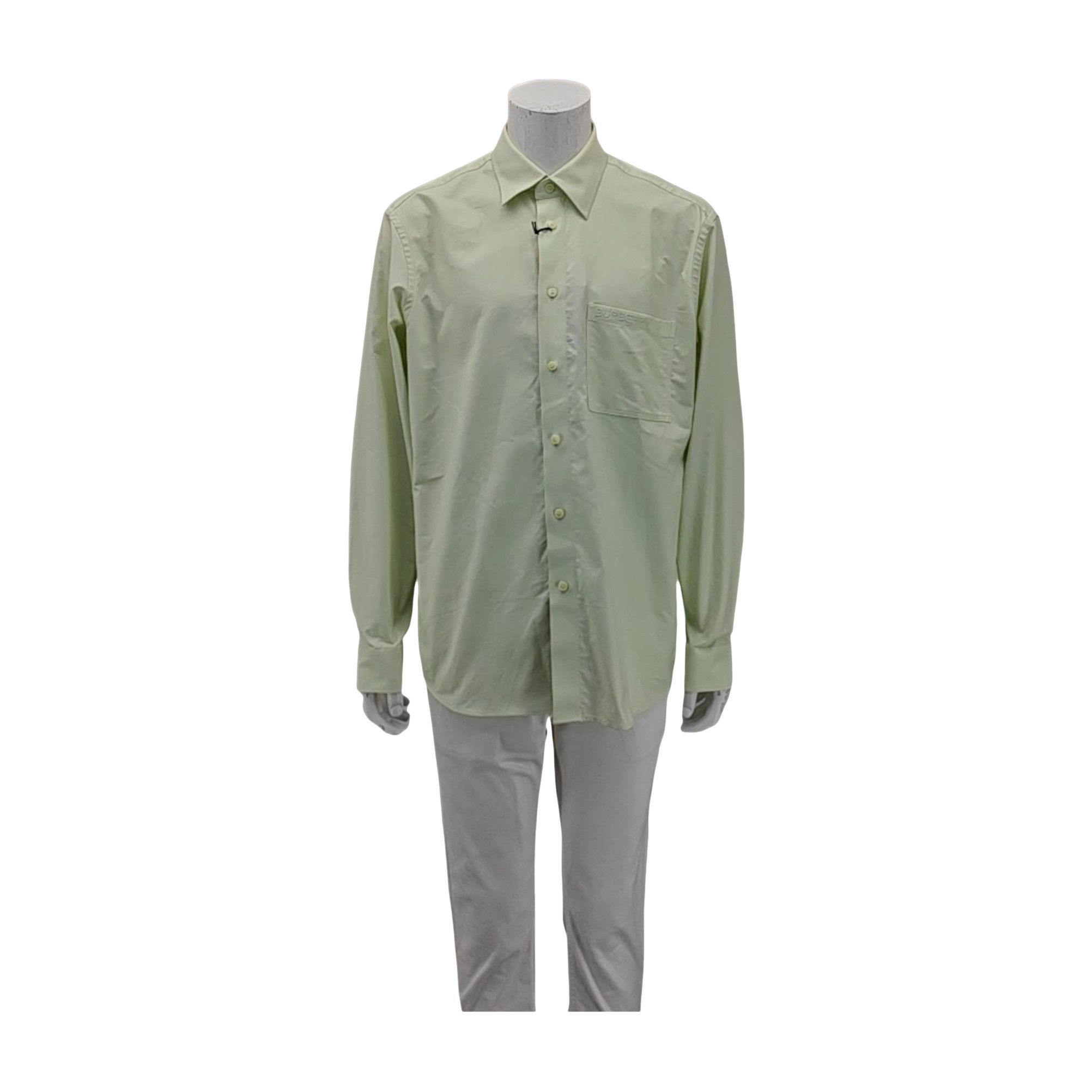 Burberry Burberry Light Green Cotton Shirt M Size US M / EU 48-50 / 2 - 1 Thumbnail