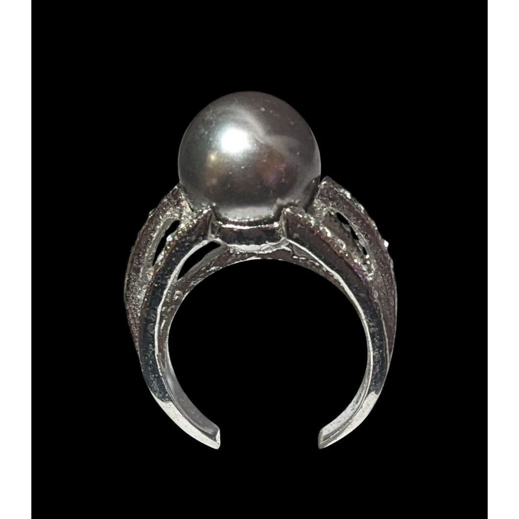 Other Elegant Glam 18K Gold Filled Silver Tone Pearl And Gem Ring Size ONE SIZE - 11 Thumbnail