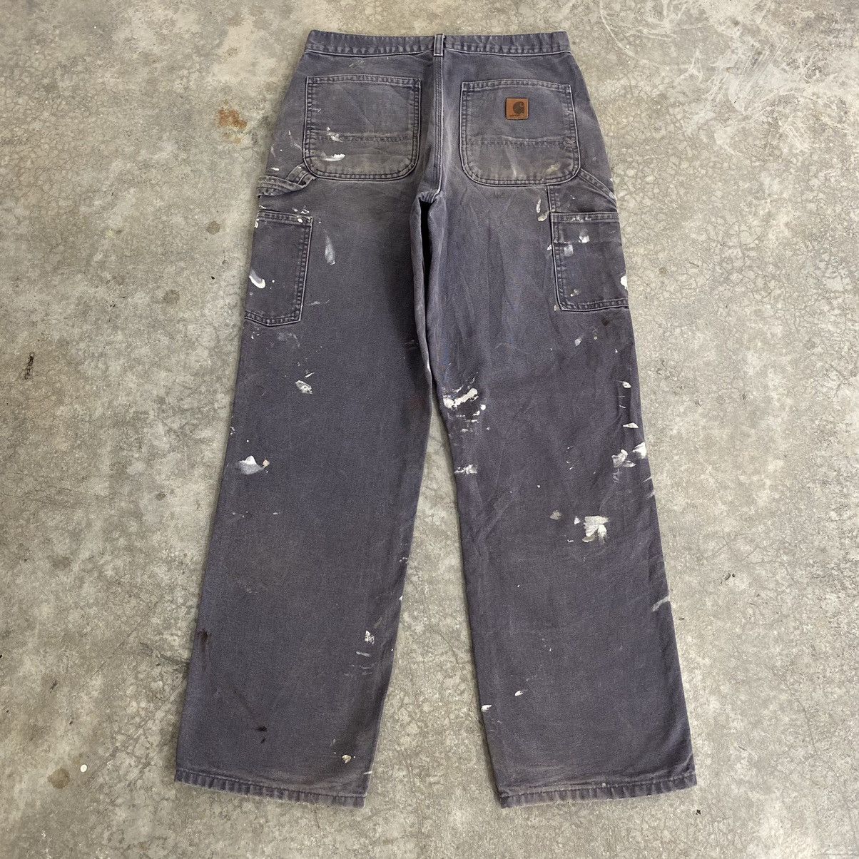 Carhartt VTG Carhartt Faded Petrol Blue Splatter Painter Pants Size US 31 - 16 Thumbnail