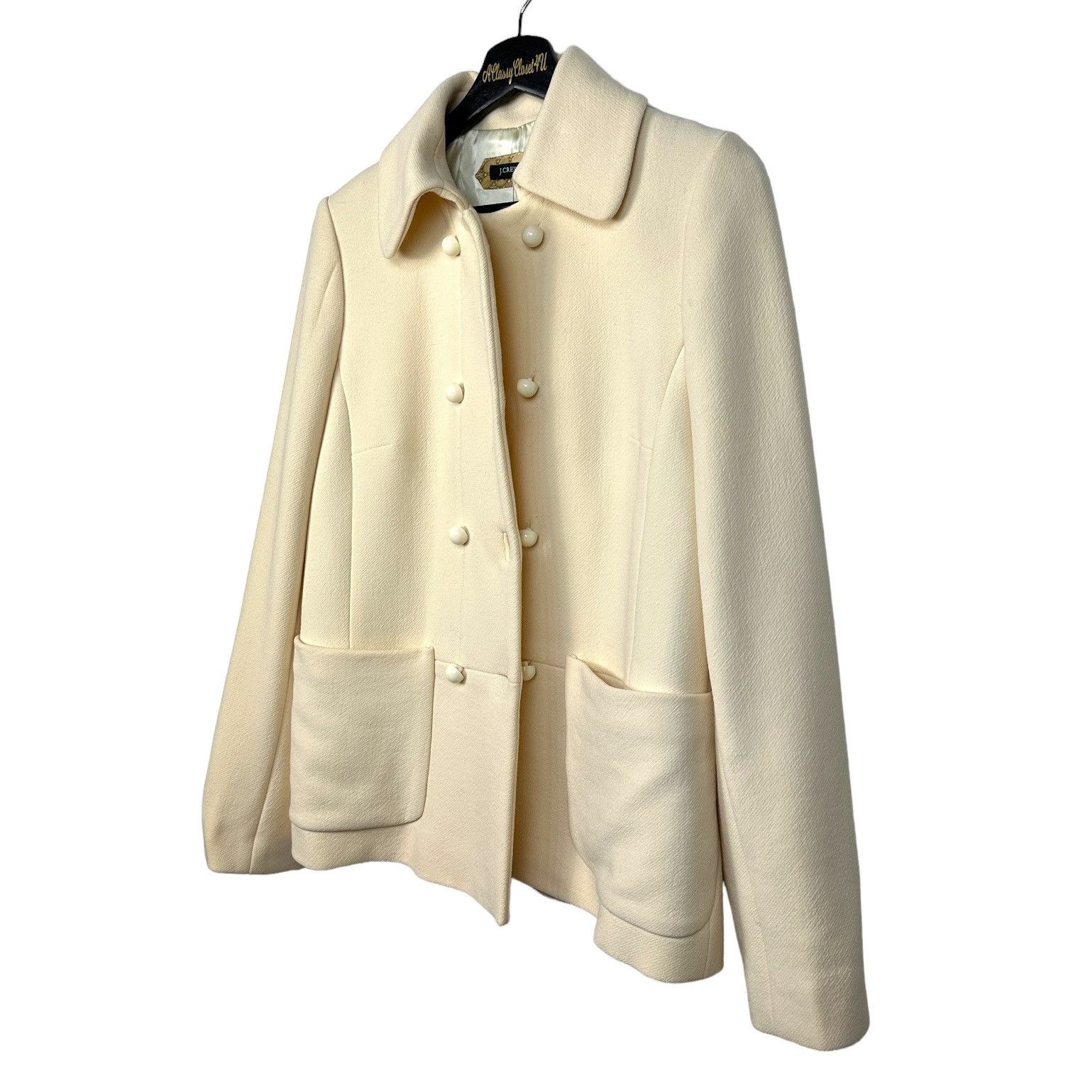 J.Crew J.Crew Wool-Blend Ivory Double-Breasted Peacoat With Front P Size M / US 6-8 / IT 42-44 - 4 Thumbnail
