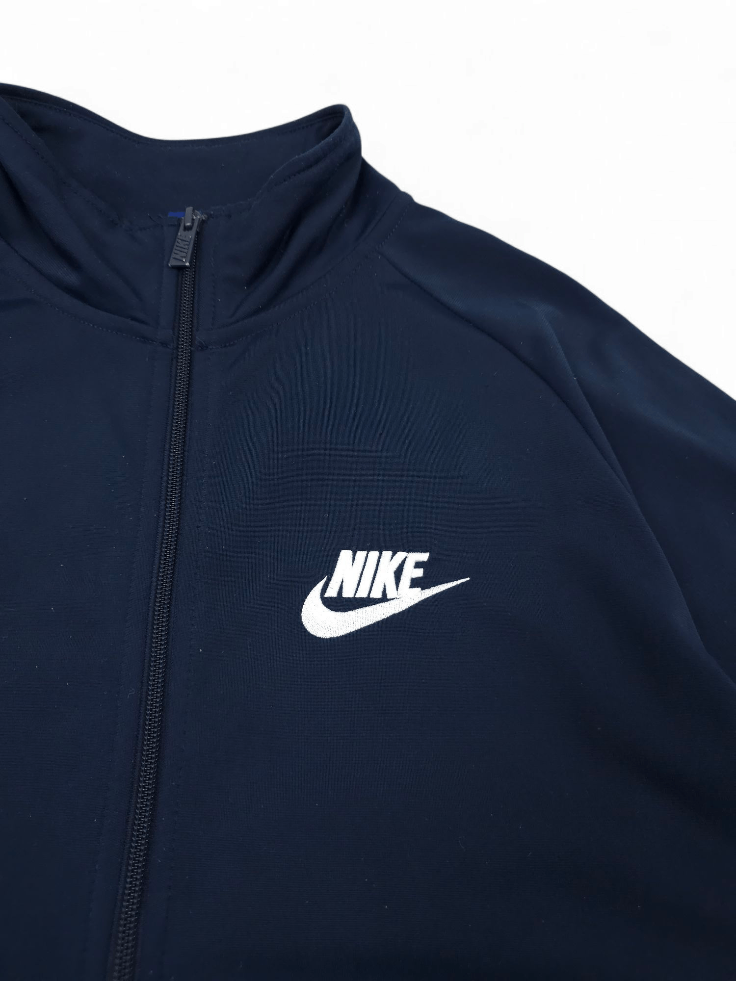 Nike 💎 Vintage Nike Navy Swoosh Logo Zip Up Sweatshirt Track Y2K Size US XL / EU 56 / 4 - 3 Thumbnail