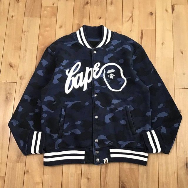 Bape × Nigo BAPE Blue camo sweat varsity jacket a bathing ape NIGO Size US M / EU 48-50 / 2 - 1 Thumbnail