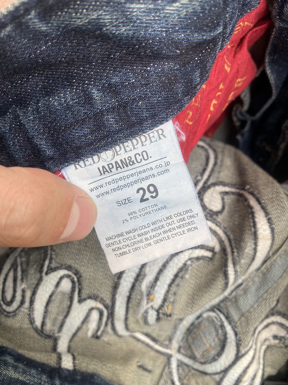 If Six Was Nine × Le Grande Bleu (L.G.B.) Flare Jeans Red Papper Clawmark Studded Cross Bootcut Size US 30 / EU 46 - 24 Thumbnail