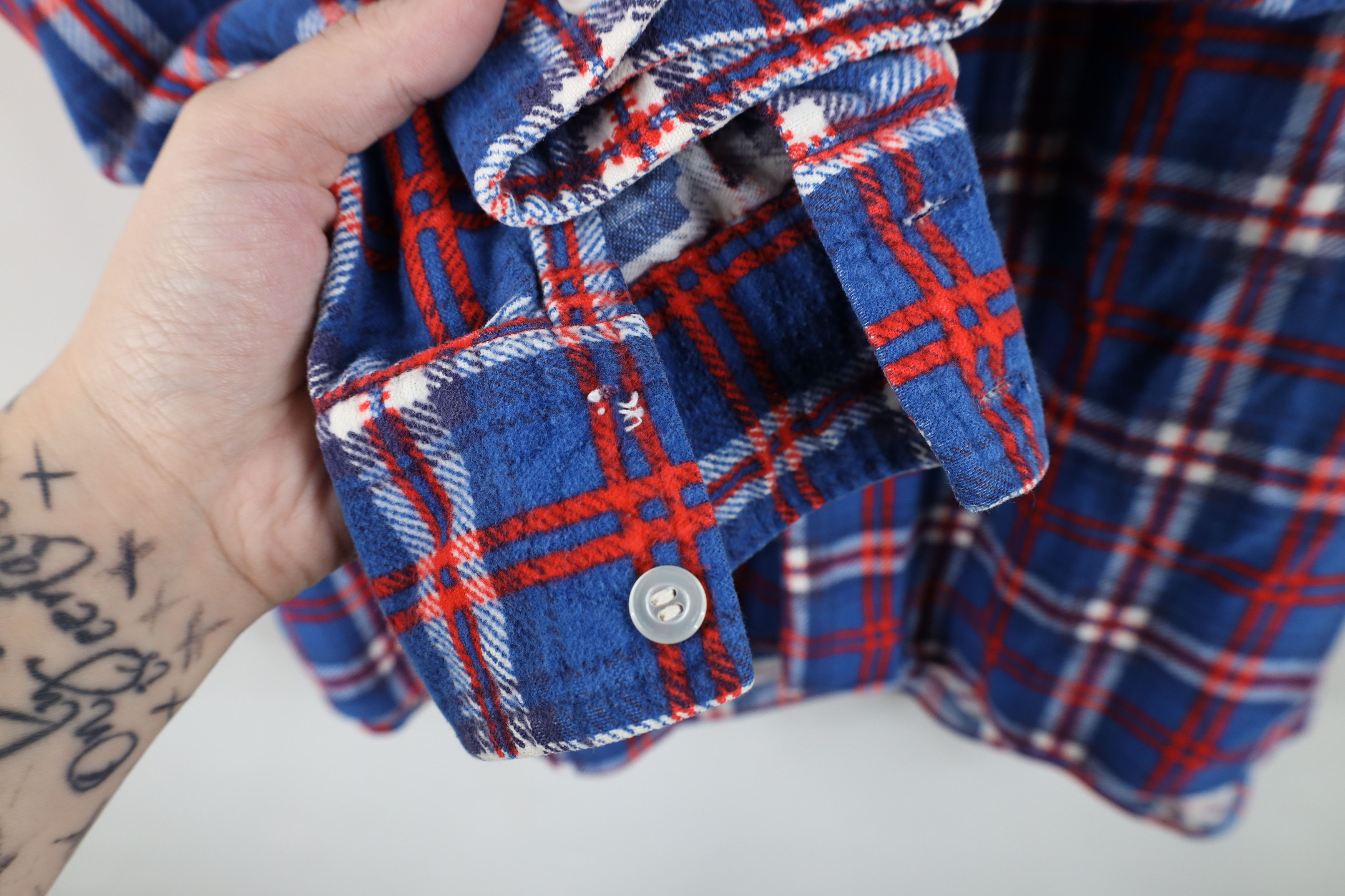 Vintage Vintage 70s Streetwear Collar Flannel Button Shirt Plaid Size US L / EU 52-54 / 3 - 4 Thumbnail