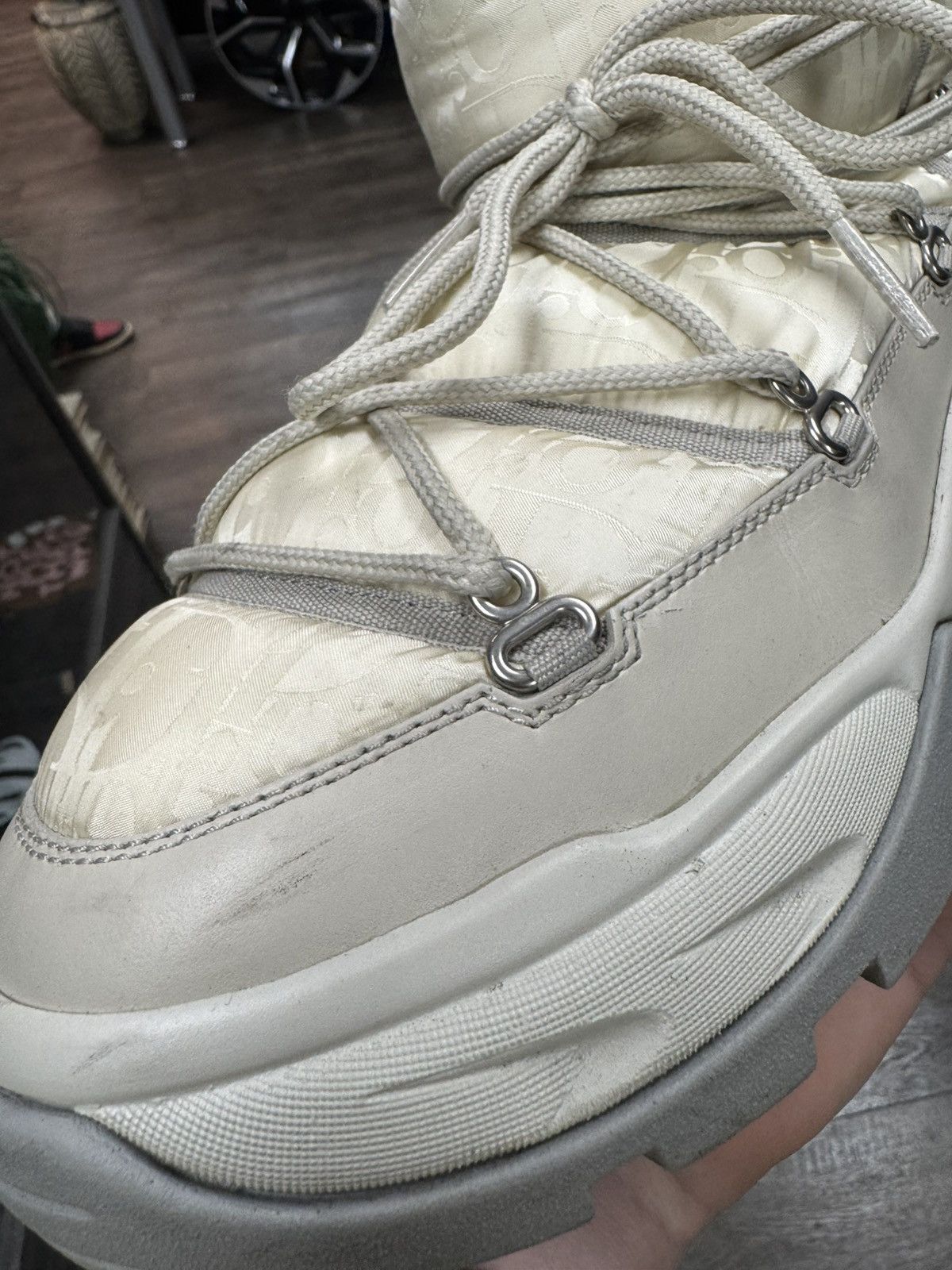 Dior Oblique Monogram Snow Ankle Boot Cream/Grey (42) Size US 9 / EU 42 - 18 Thumbnail