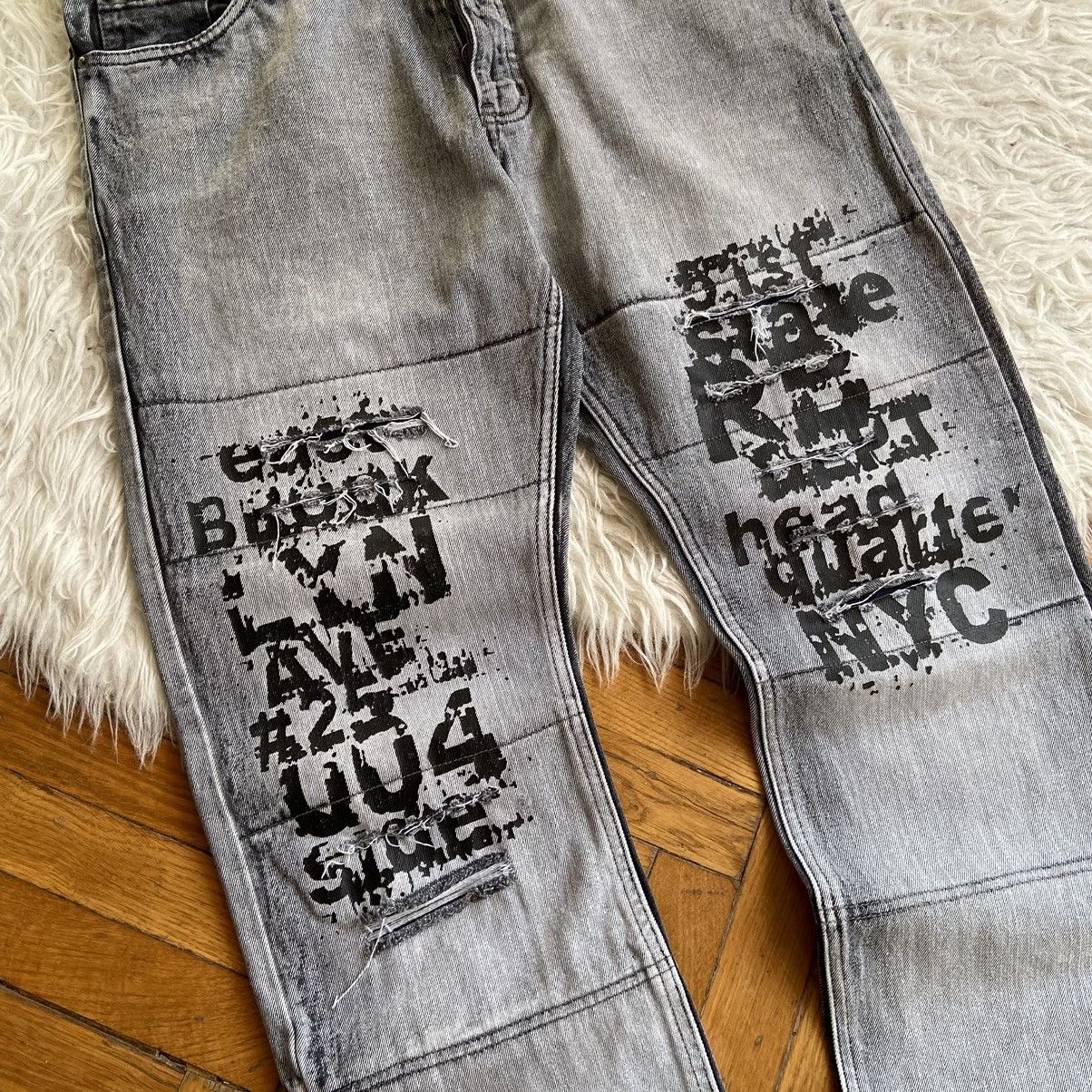 Japanese Brand × Rainbow 📌 Crazy Rainbow Graphic Y2K Distressed Faded Denim Size US 34 / EU 50 - 5 Thumbnail