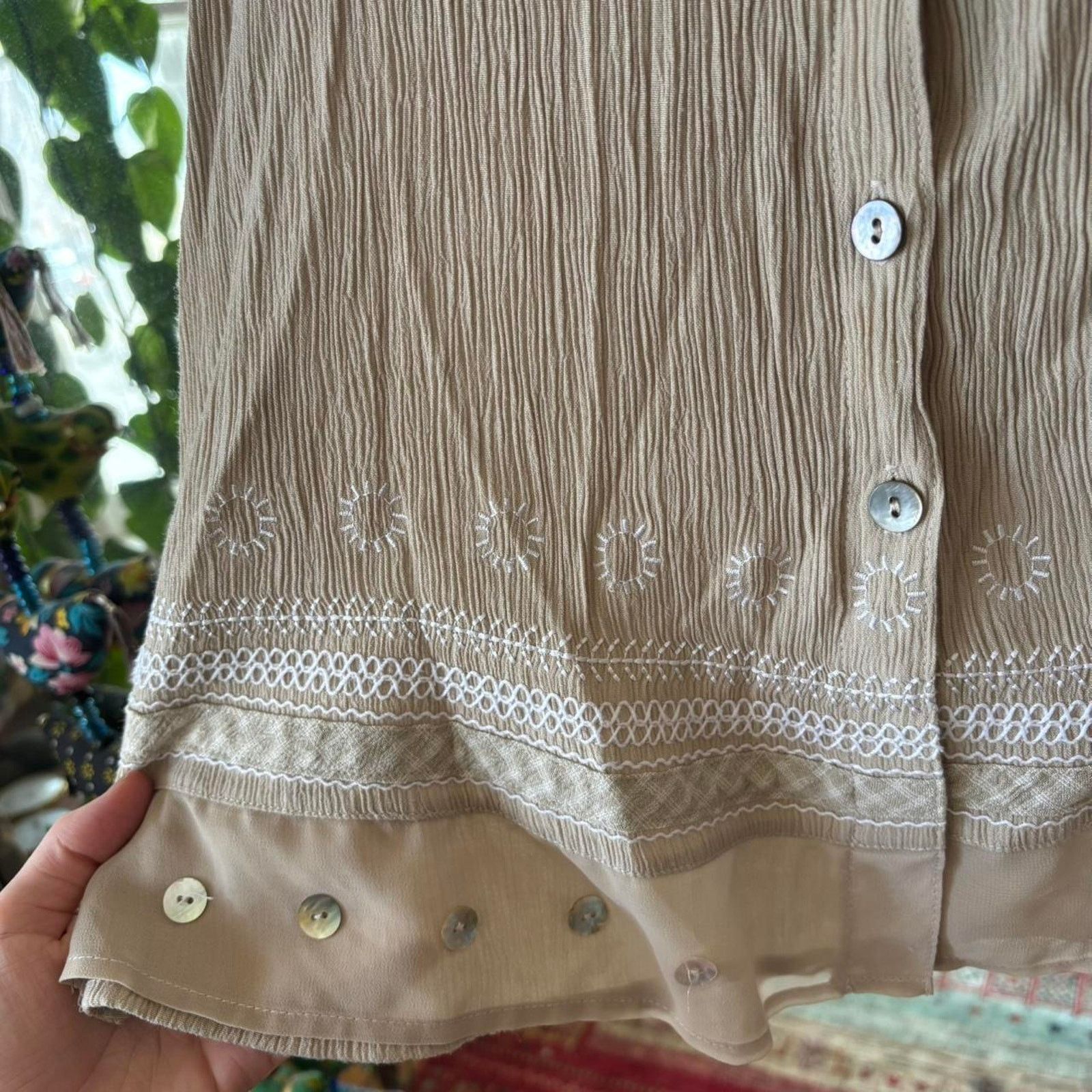 Vintage Vintage Blast Beige Button Down Tank Medium Natural Bohemian Size M / US 6-8 / IT 42-44 - 5 Thumbnail