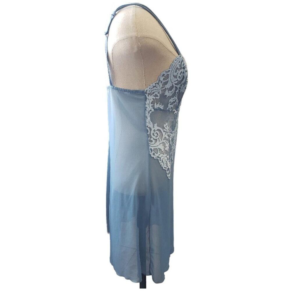 Designer CT1564 Wacoal Provincial Blue/Angel Falls Icon Lace Chemise Size ONE SIZE - 4 Thumbnail