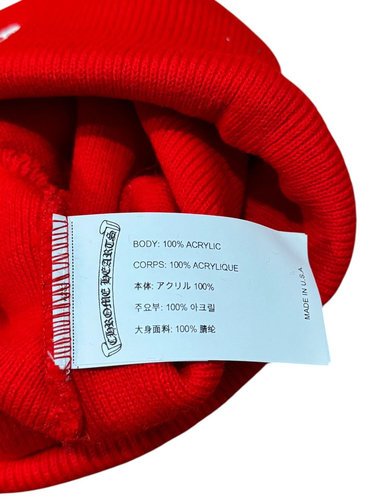 Chrome Hearts Chrome Hearts CH Logo Beanie Red White Size ONE SIZE - 5 Thumbnail