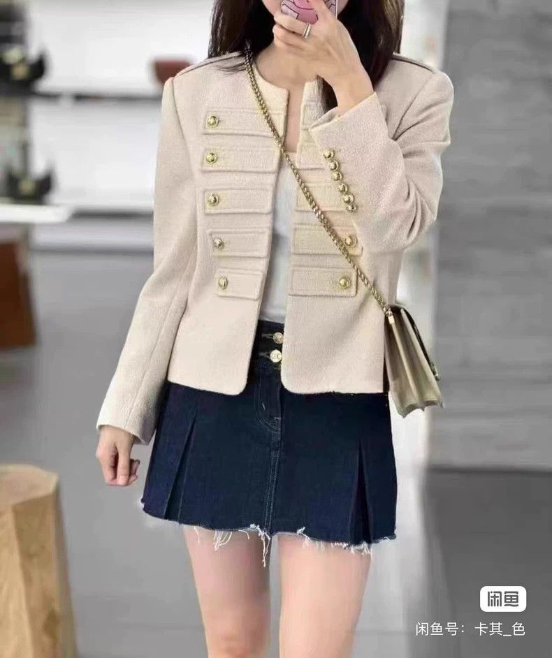 Celine CELINE size 38 White gold double-breasted wool jacket coat Size M / US 6-8 / IT 42-44 - 3 Thumbnail