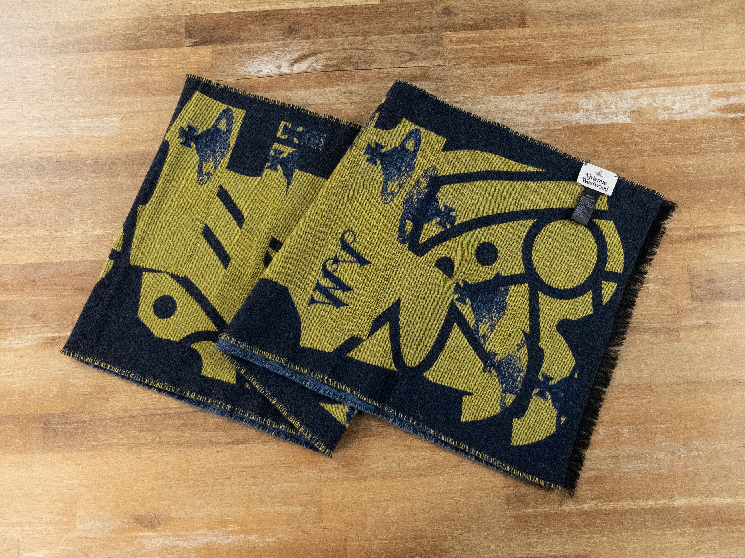 Vivienne Westwood VIVIENNE WESTWOOD blue polo orb logo motif wool scarf Size ONE SIZE - 9 Thumbnail