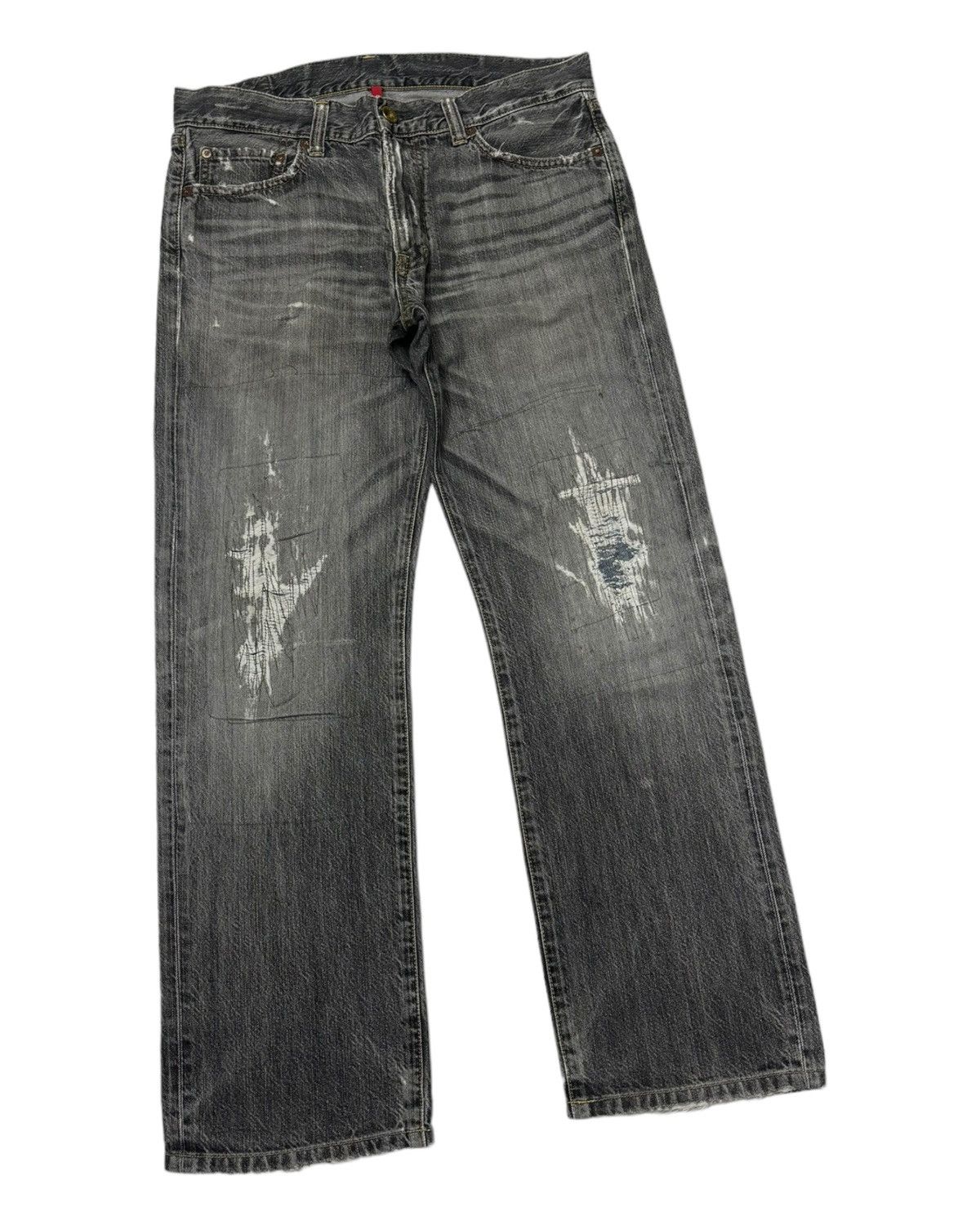 Undercover × Uniqlo VINTAGE S002 BLACK FADED DISTRESS BAGGY JEANS Size US 34 / EU 50 - 6 Thumbnail