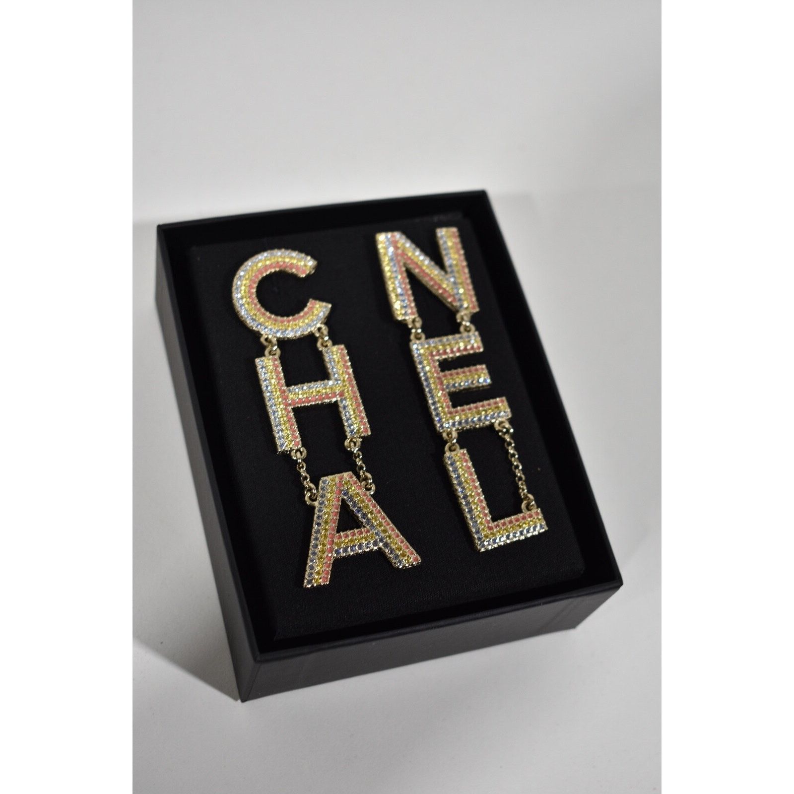 Chanel Chanel Gold Letter Logo Large Dangle Drop Statement Earrings Size ONE SIZE - 8 Thumbnail
