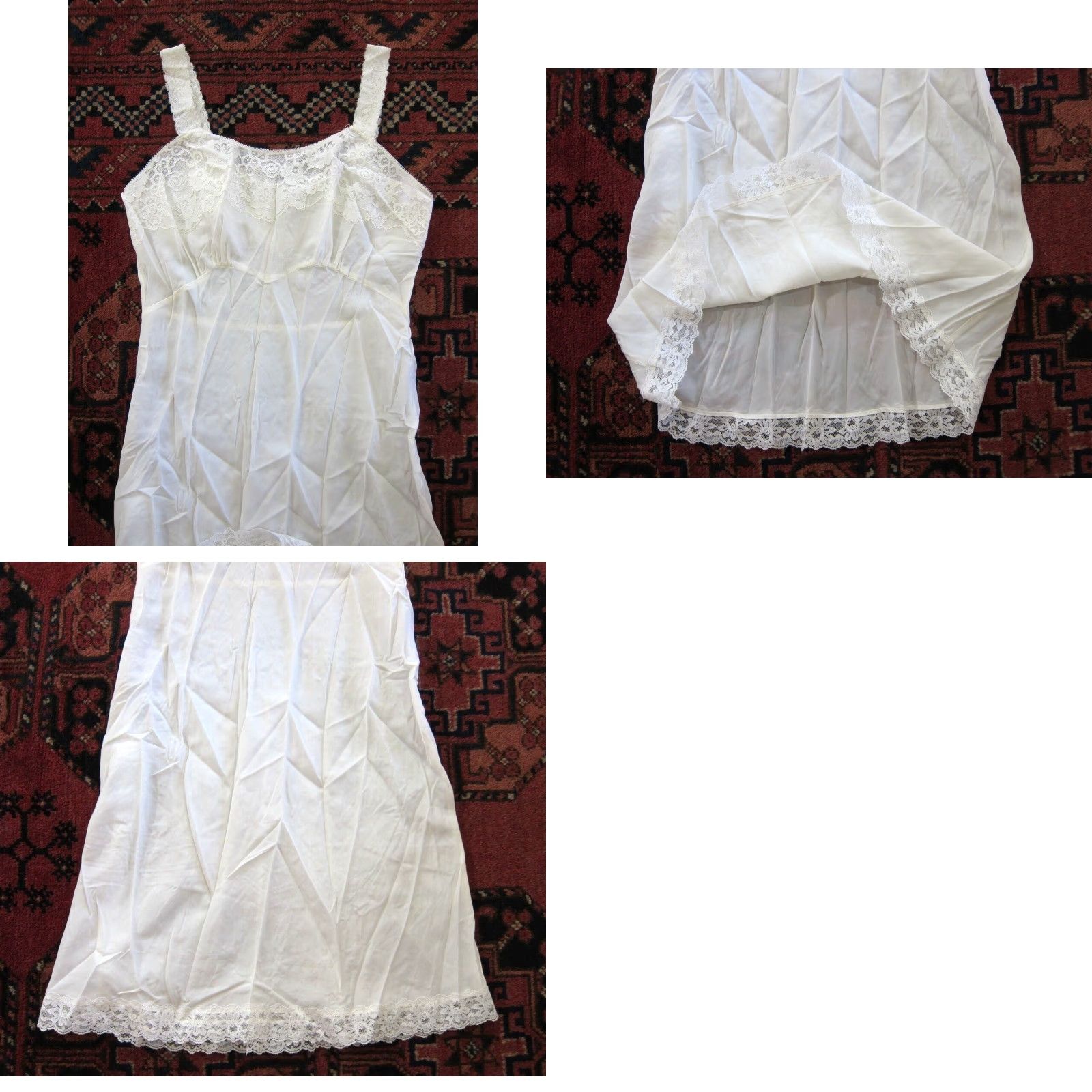 Vintage VINTAGE Lady Lynne Ivory Lace Spaghetti Strap Long Slip Nightgown Dress Medium Size M / US 6-8 / IT 42-44 - 8 Thumbnail