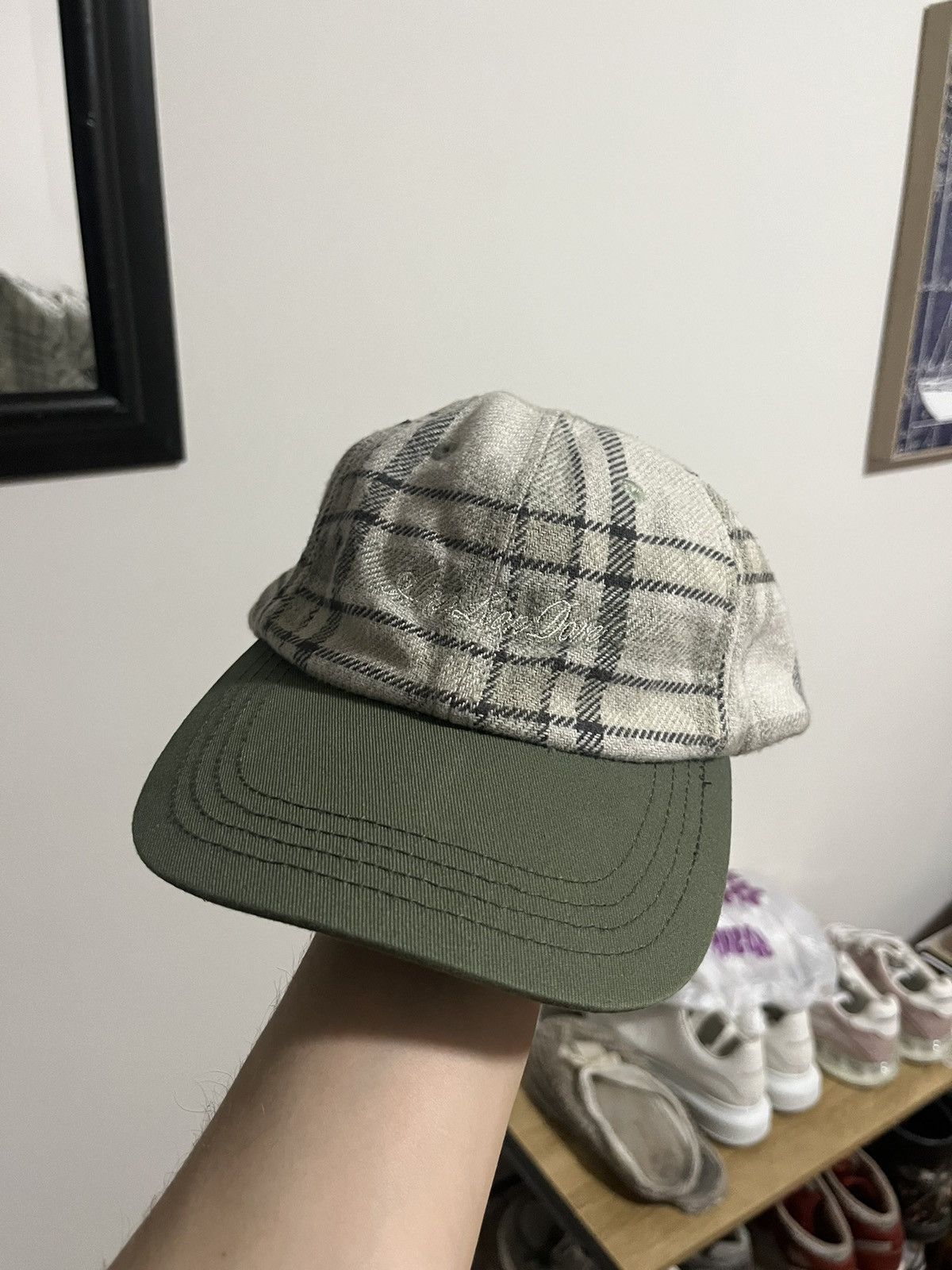 Aime Leon Dore Aime Leon Dore Contrast grey Khaki and green plaid cap retro Size ONE SIZE - 3 Thumbnail