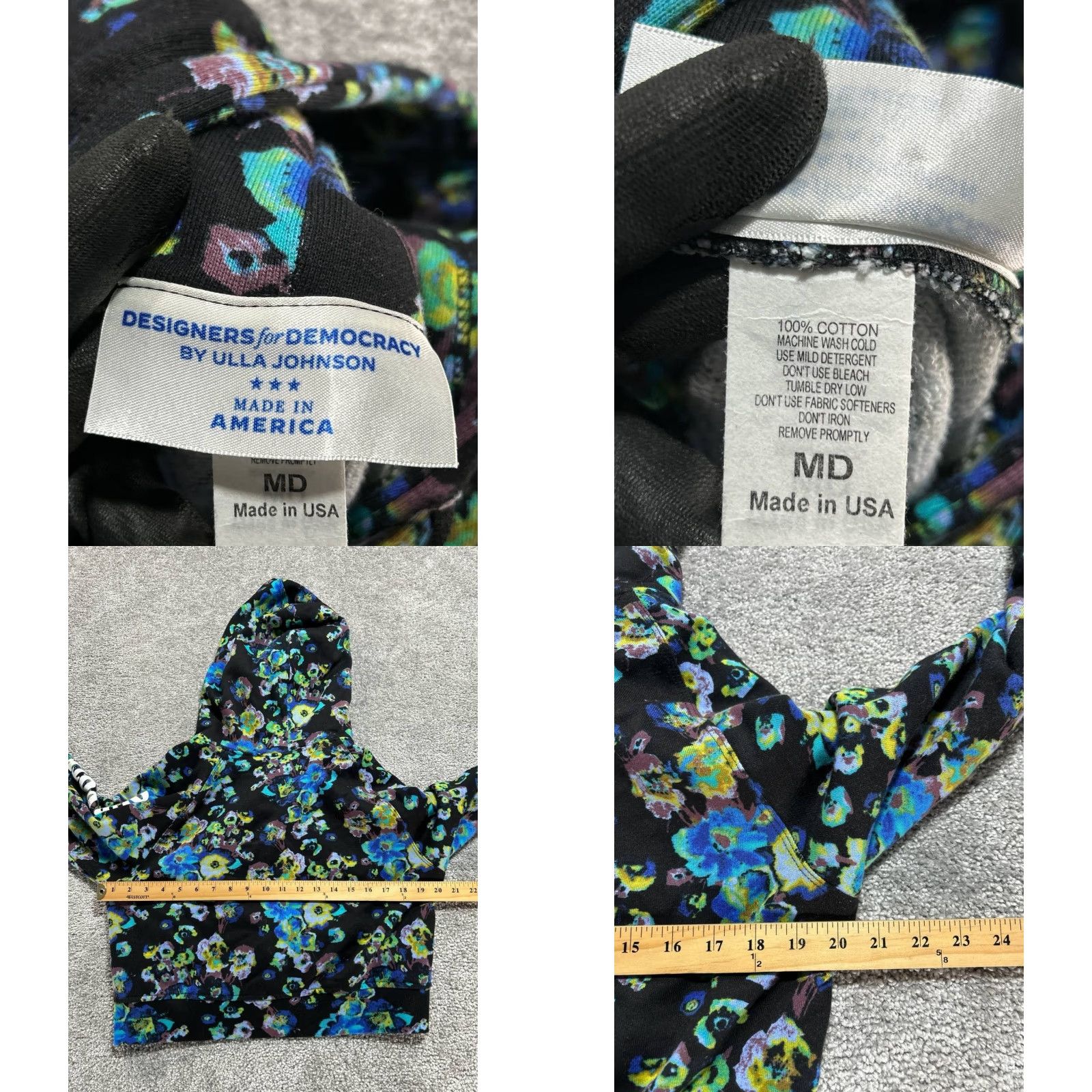 Ulla Johnson Ulla Johnson Hoodie Womens Medium Black Floral Our Bodies Our Votes Harris Walz Size M / US 6-8 / IT 42-44 - 8 Thumbnail